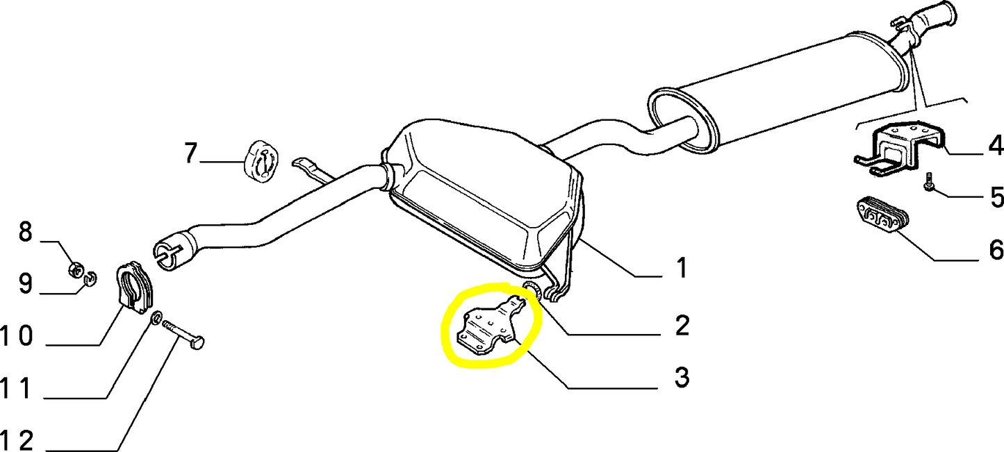 Lancia Delta e Dedra Staffa Silenziatore Centrale Supplementare Nuova Originale 7754165 7573061