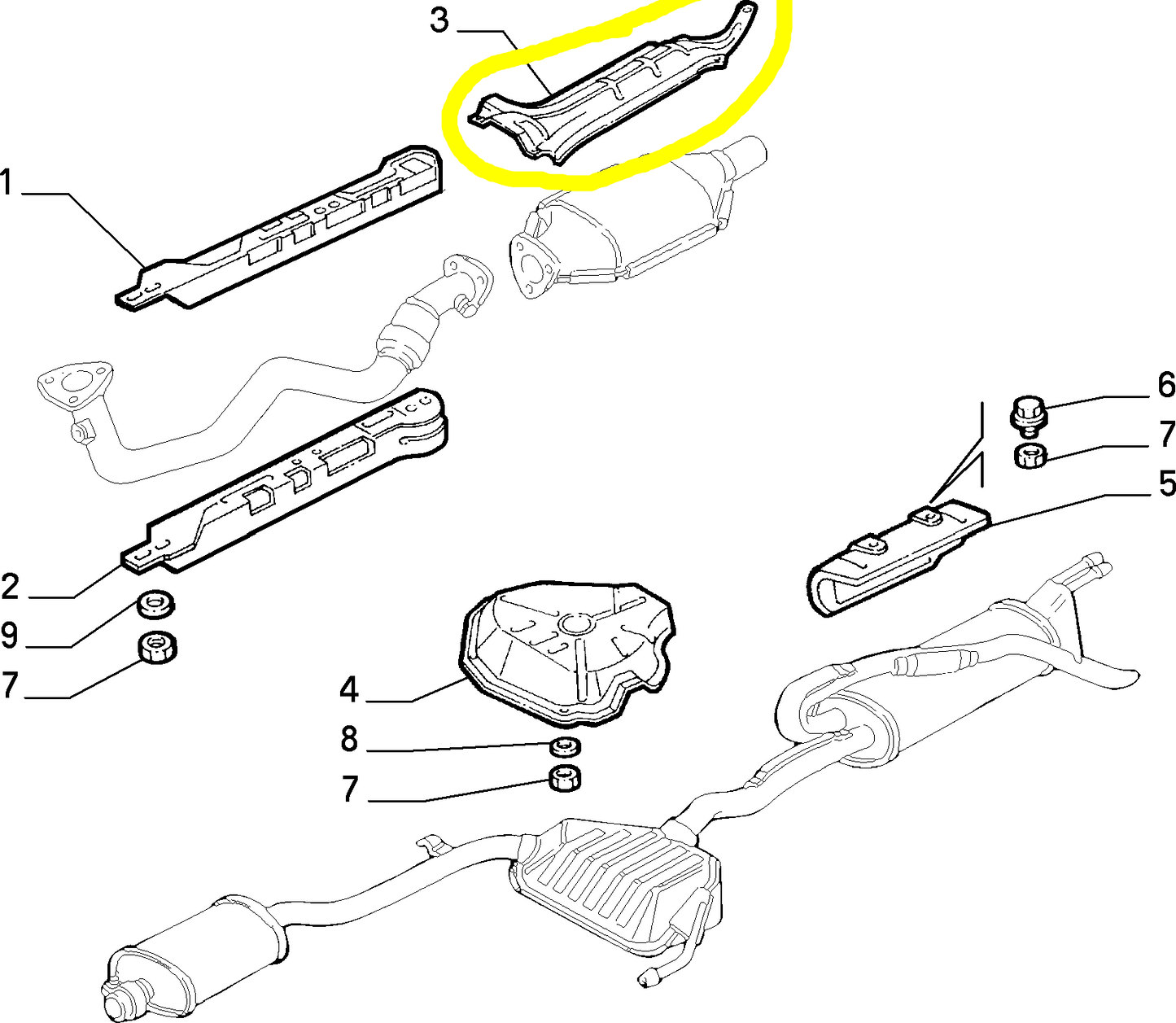 Lancia Delta e Dedra Paracalore Centrale Marmitta Nuovo Originale 46472296 7751618