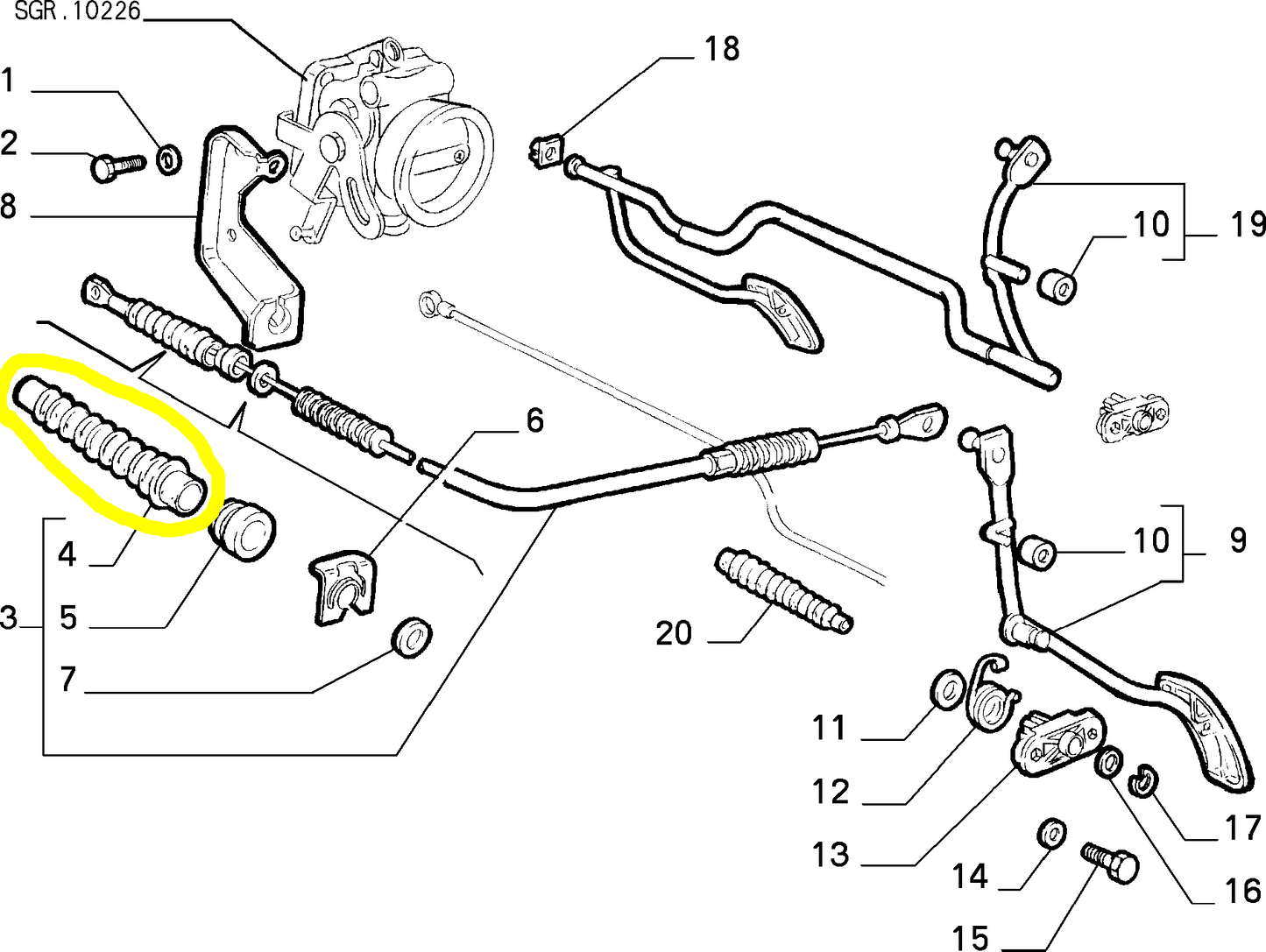 Lancia Thema 16V Fiat Croma Protezione Guarnizione Cavo Acceleratore Nuova Originale 82474127