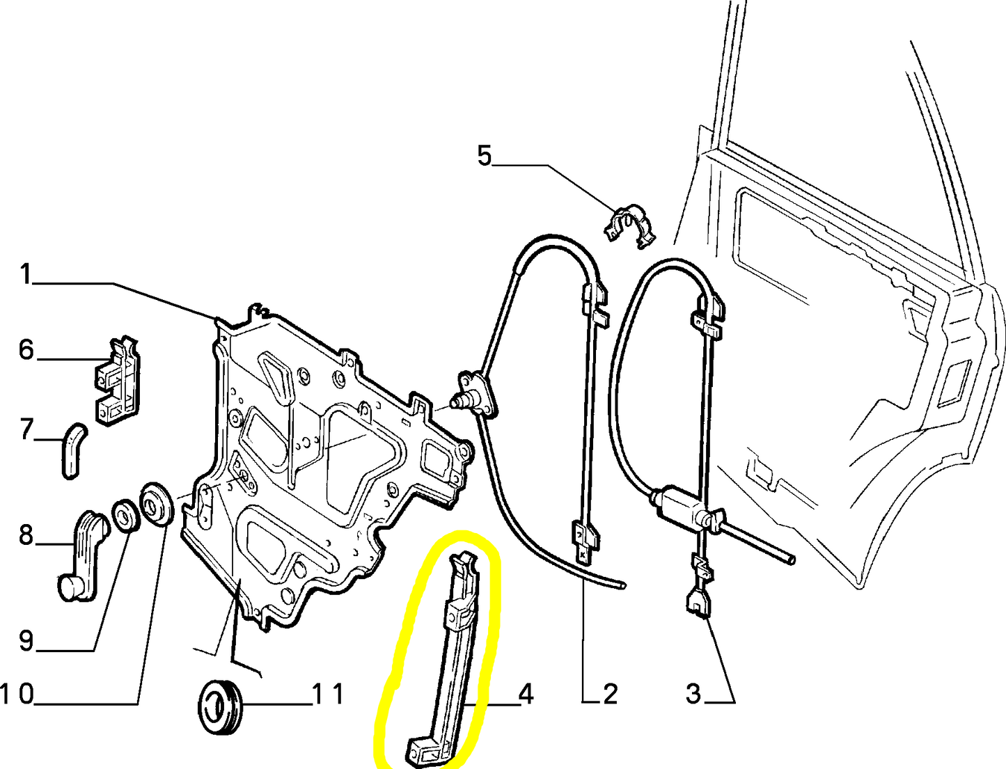 Lancia Delta Dedra Canalino Vetro Posteriore Sinistro Nuovo Originale 82431247