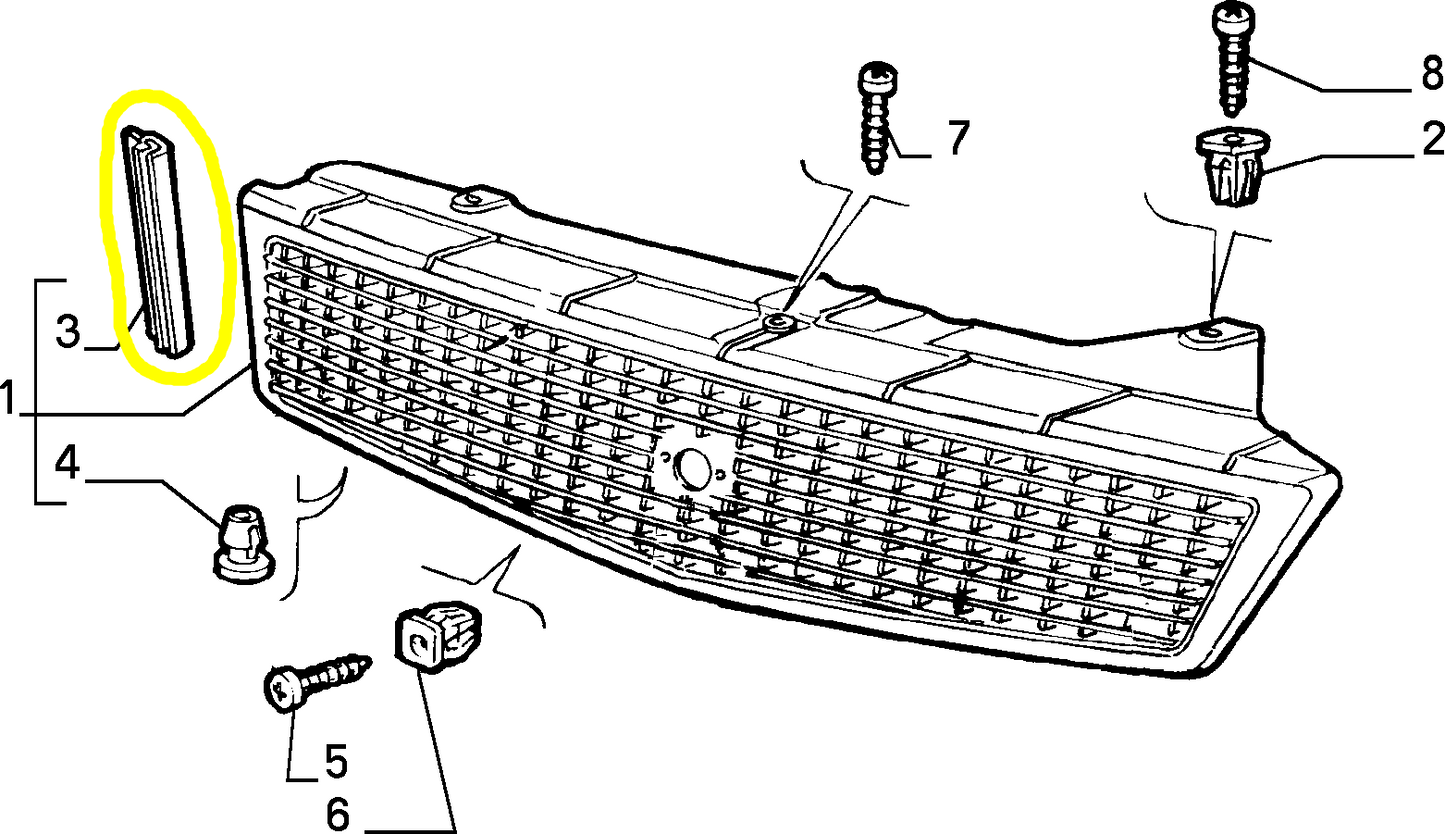 Autobianchi Y10 Guarnizione Mascherina Griglia Radiatore Nuova Originale 7773896 7765024