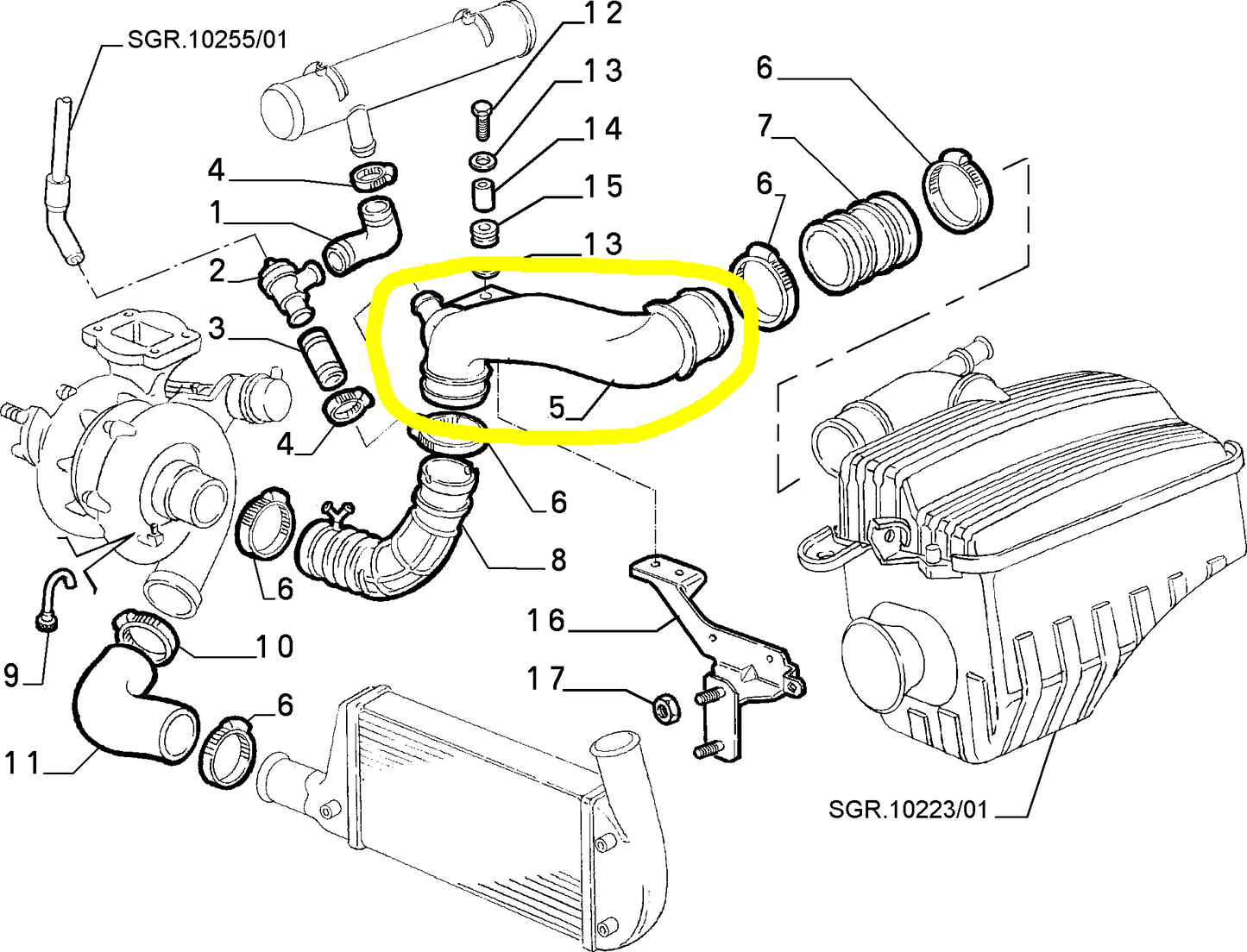 Lancia Delta Fiat Coupé Tubo Flessibile Scambiatore di Calore Nuovo Originale 7758802