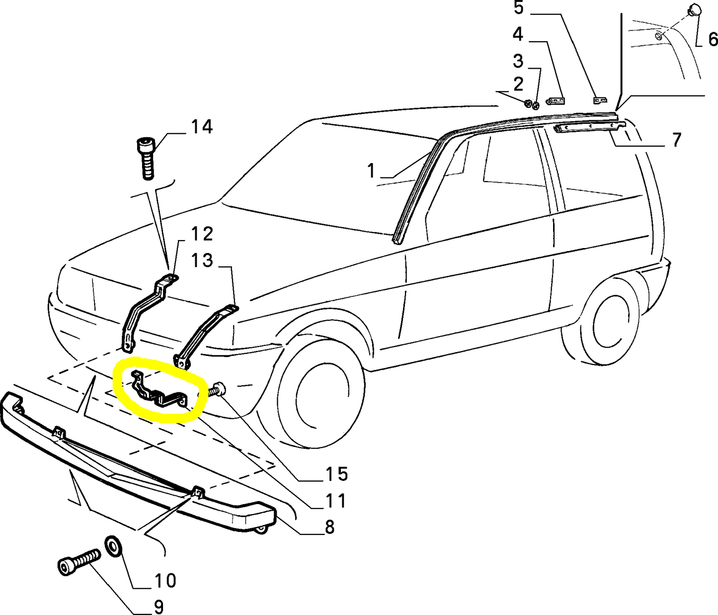 Autobianchi Y10 Staffa Inferiore Paraurti Anteriore Nuova Originale 7714558