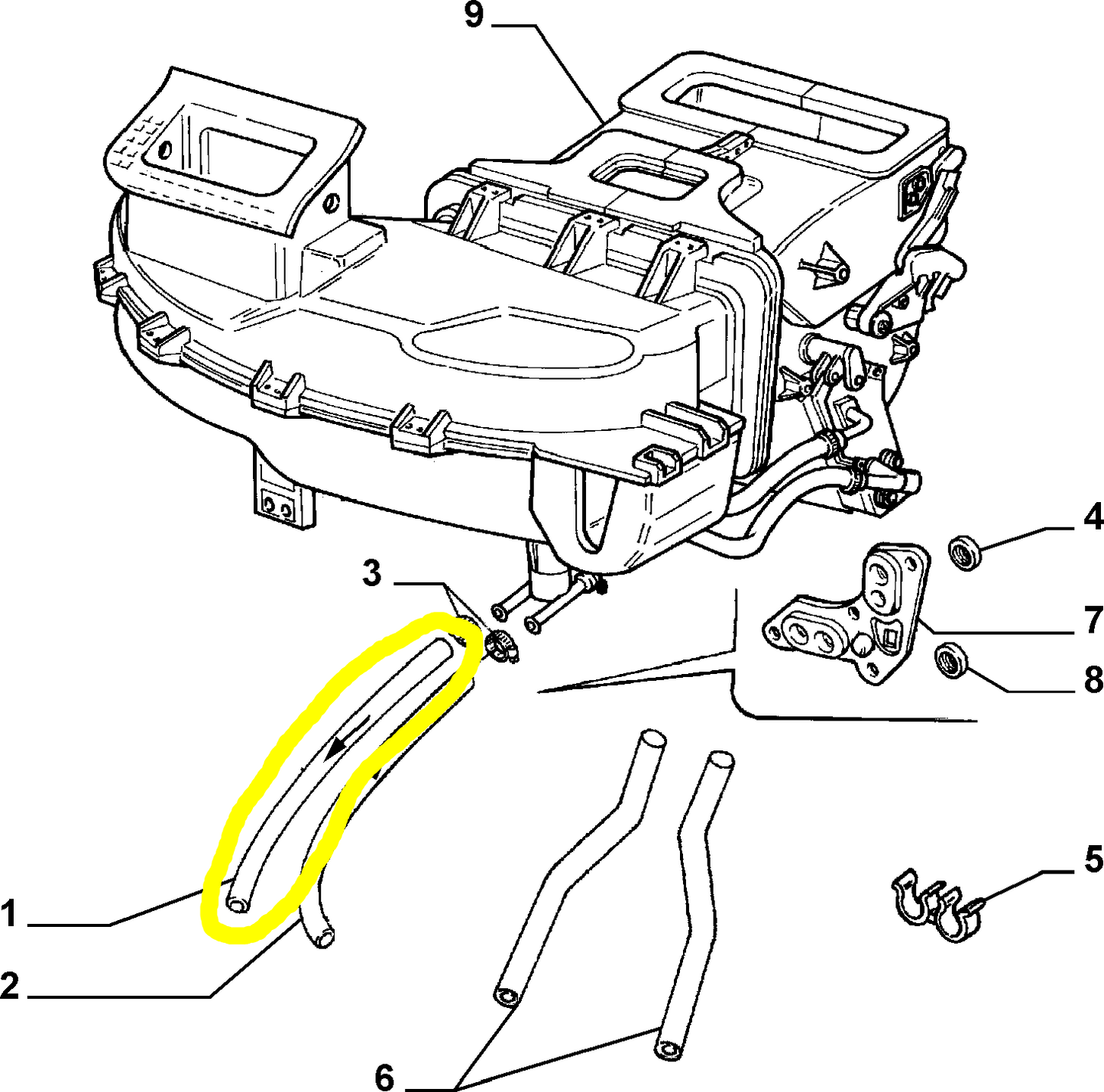 Lancia Delta e Dedra TD Tubo Flessibile Riscaldamento e Aria Condizionata Nuovo Originale 7730687
