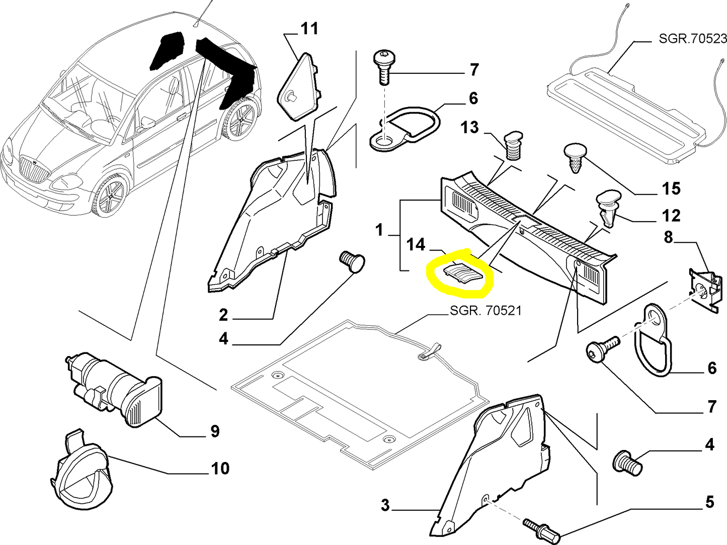 Lancia Musa Sportello Rivestimento Scontrino Chiusura Cofano Bagagliaio Nuovo Originale 71740971