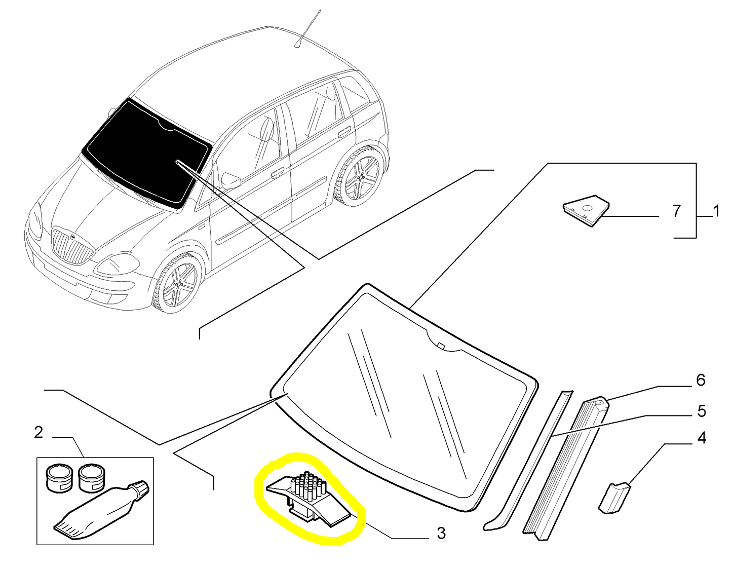 Lancia Musa and Ypsilon Windshield Pad New Original 46541864 60816174