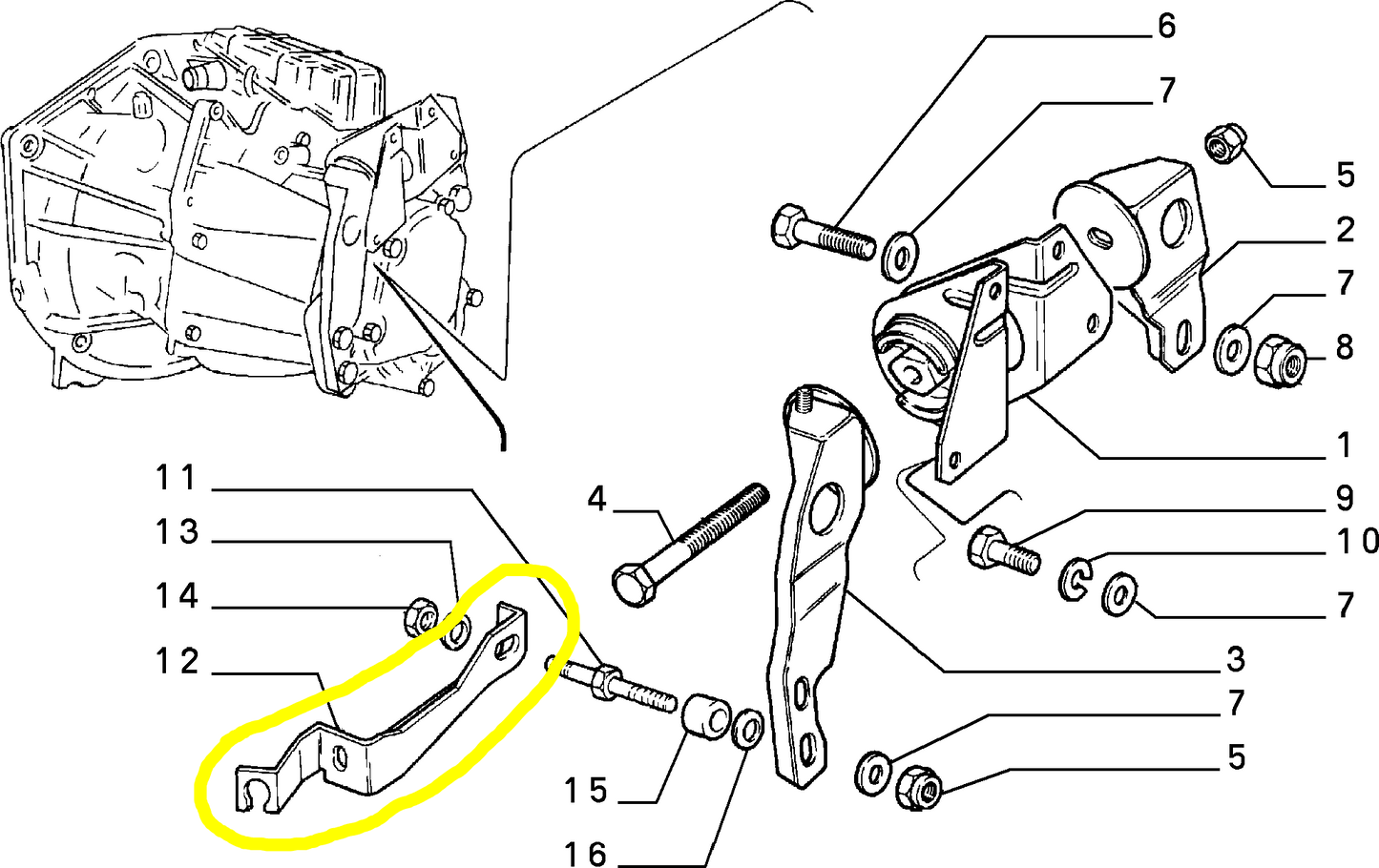 Lancia Delta Integrale e Evoluzione Staffa Fissaggio Cavo Frizione Nuova Originale 82451688