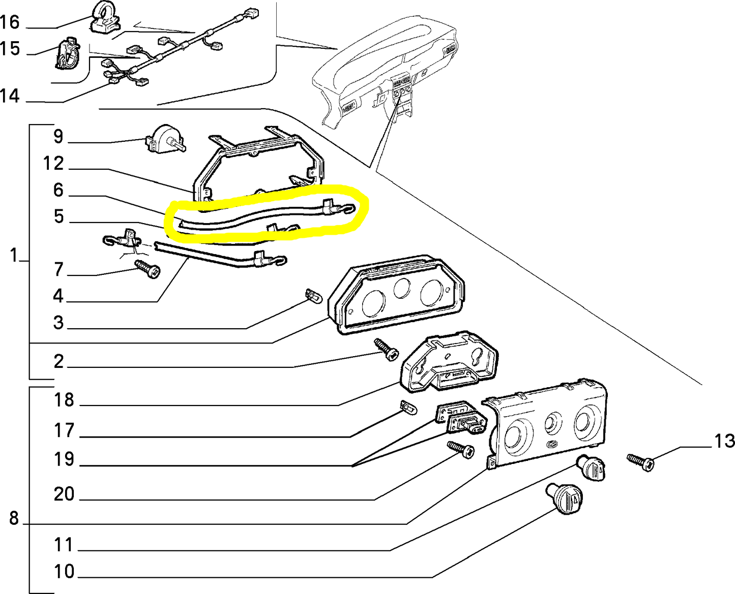 Lancia Delta Alfa Romeo GTV e Spider Tirante Comandi Riscaldamento e Ventilazione Nuovo Originale 46721714 60810777