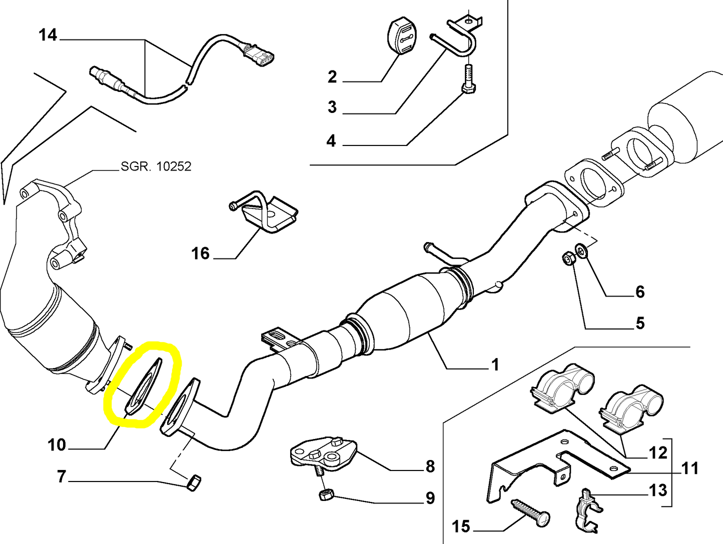 Lancia Musa 1900 JTD and Lybra JTD Exhaust Manifold Downpipe Gasket New Original 46418052 60815384