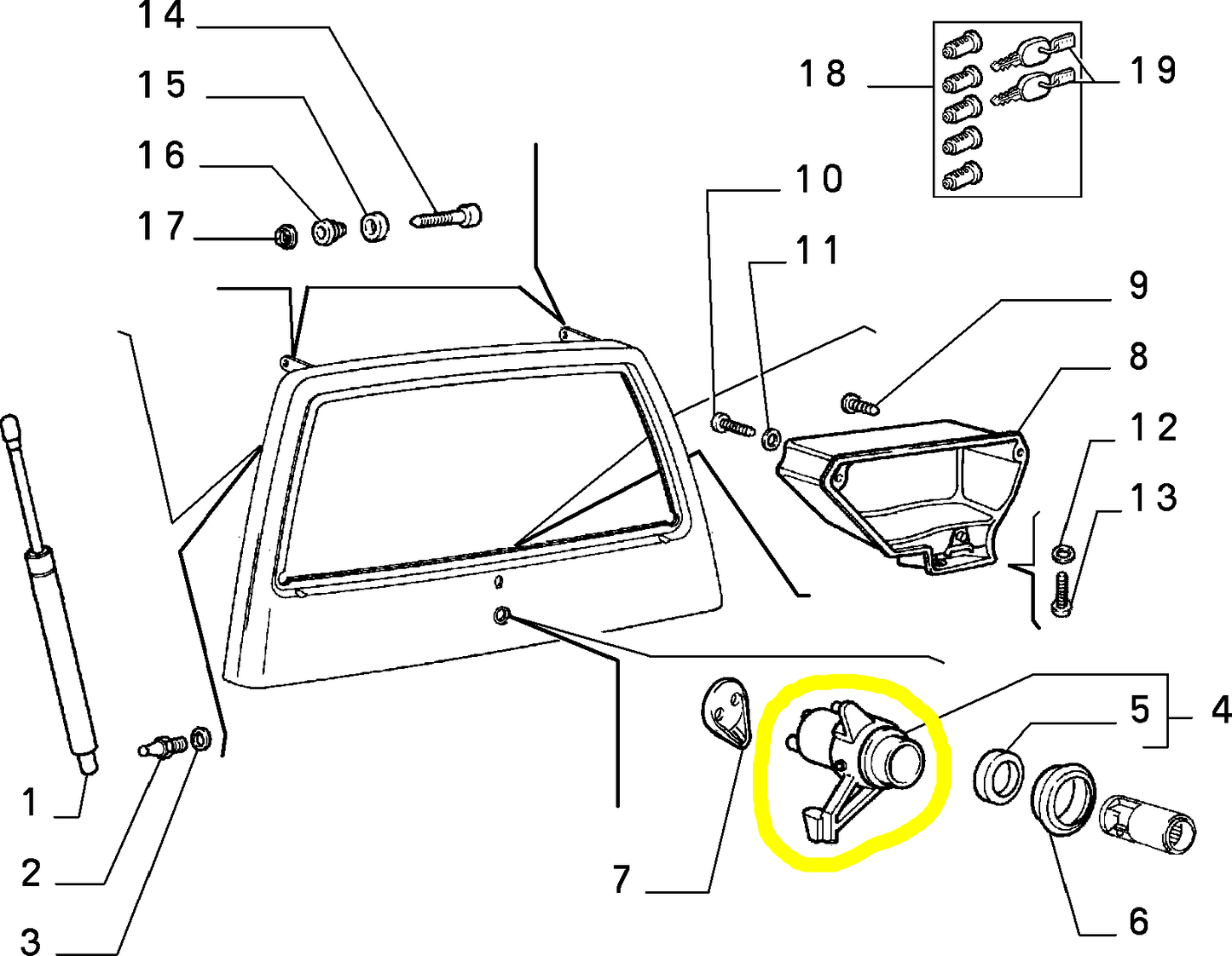 Autobianchi Y10 Fiat Panda Comando Pulsante Cofano Bagagliaio 7767108 91387572