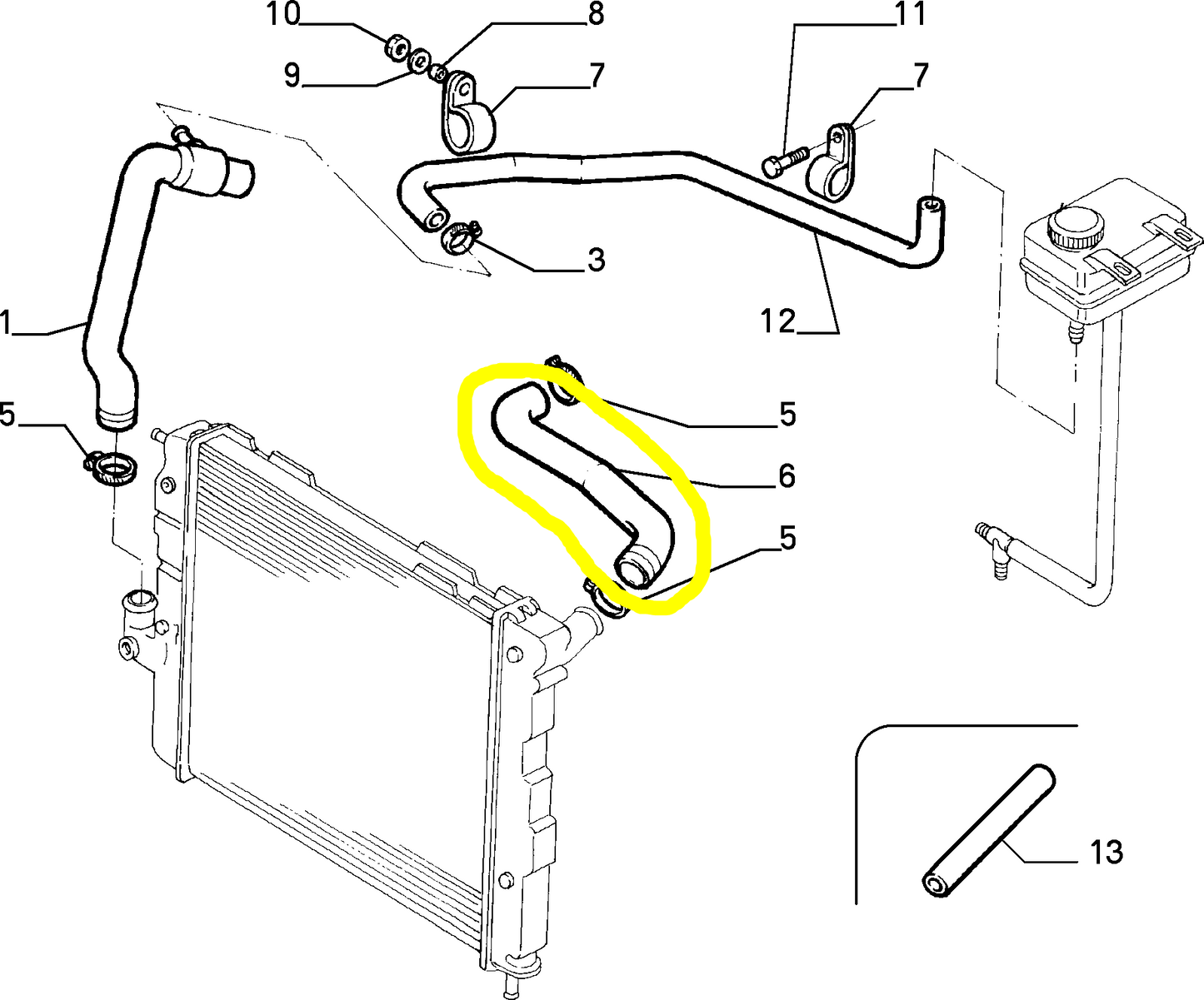 Lancia Thema TD Fiat Croma Radiator Hose New Original 82480035