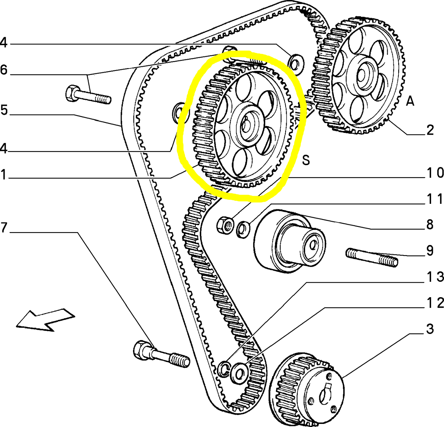 Lancia Delta 1600 R86 Ingranaggio Condotto Distribuzione Lato Scarico Nuovo Originale 7702415 7702424