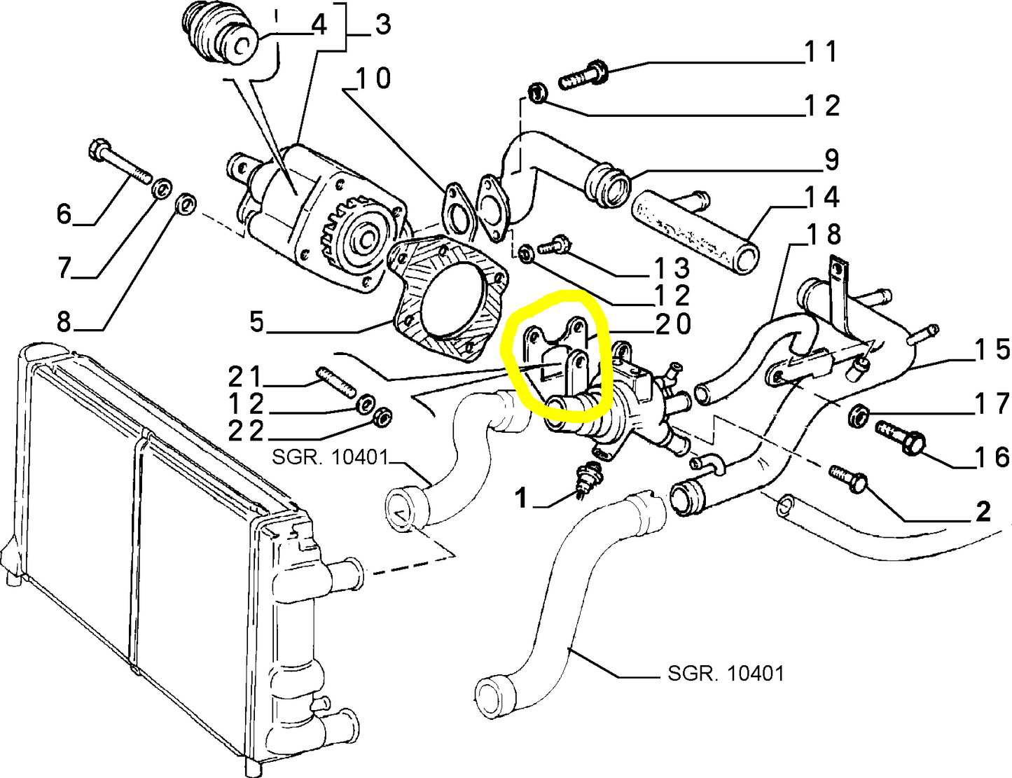 Lancia Delta Integrale Evoluzione Thema K Dedra Water Pump Seal Gasket New Original 7701854 7575495