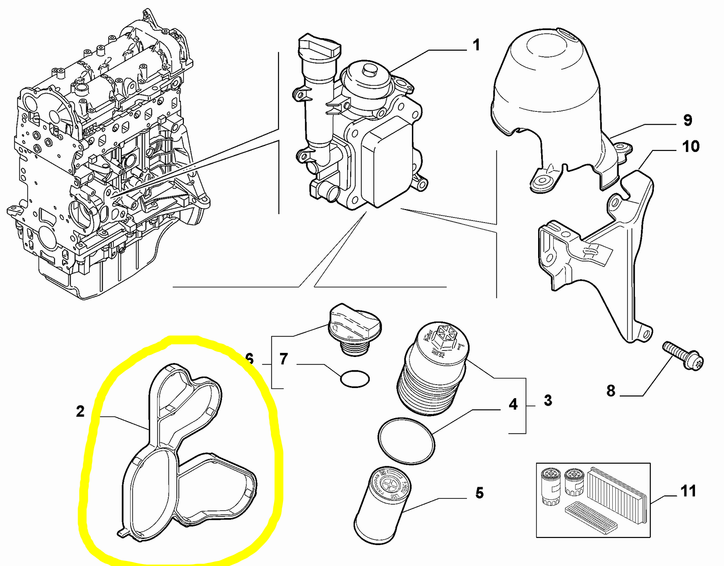 Lancia Musa e Ypsilon Guarnizione di Tenuta Purflux Nuova Originale 73501332 55283614