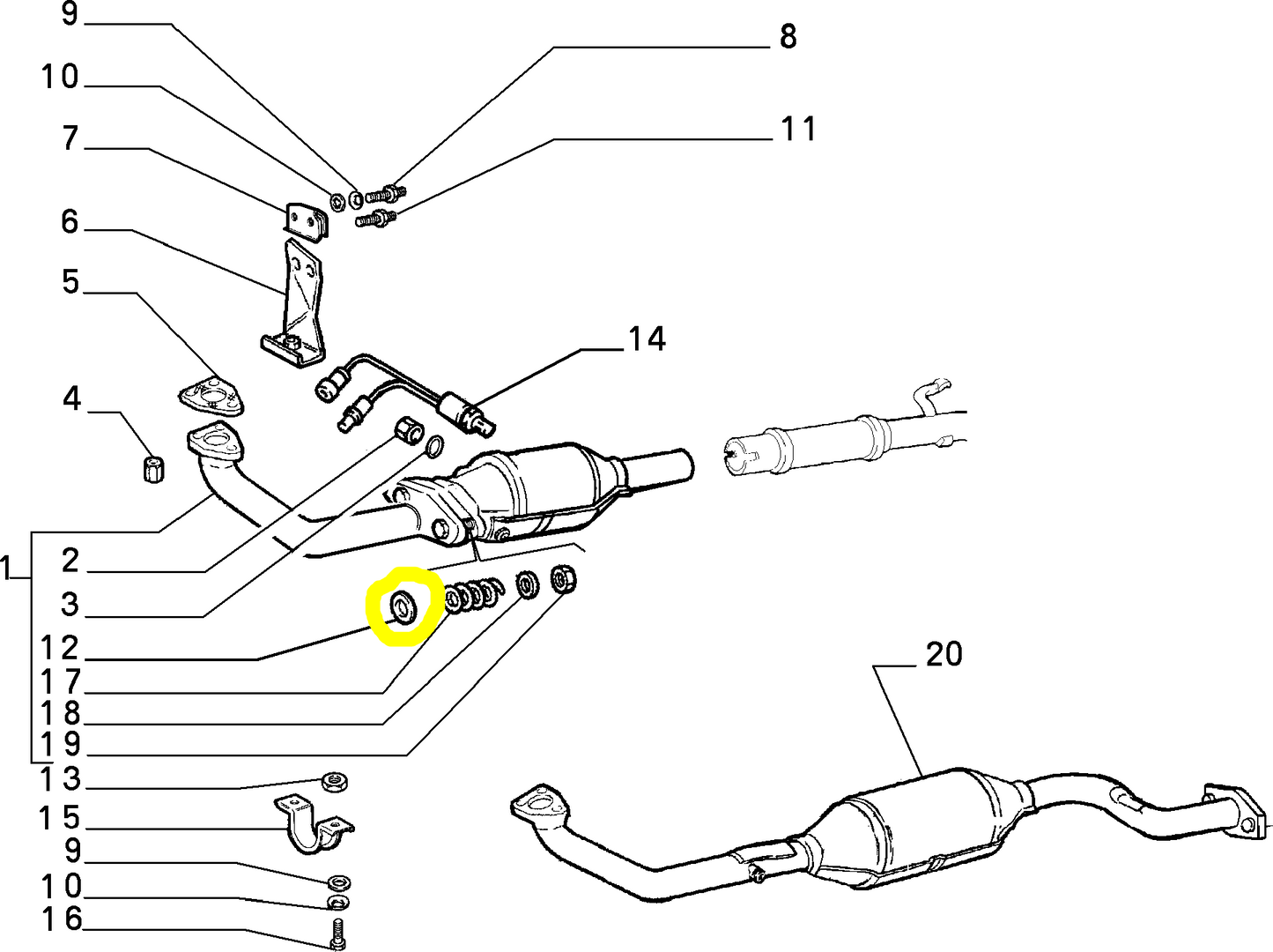 Autobianchi Y10 1100 Anello Metallico Tubo Collettore di Scarico Nuovo Originale 7727596