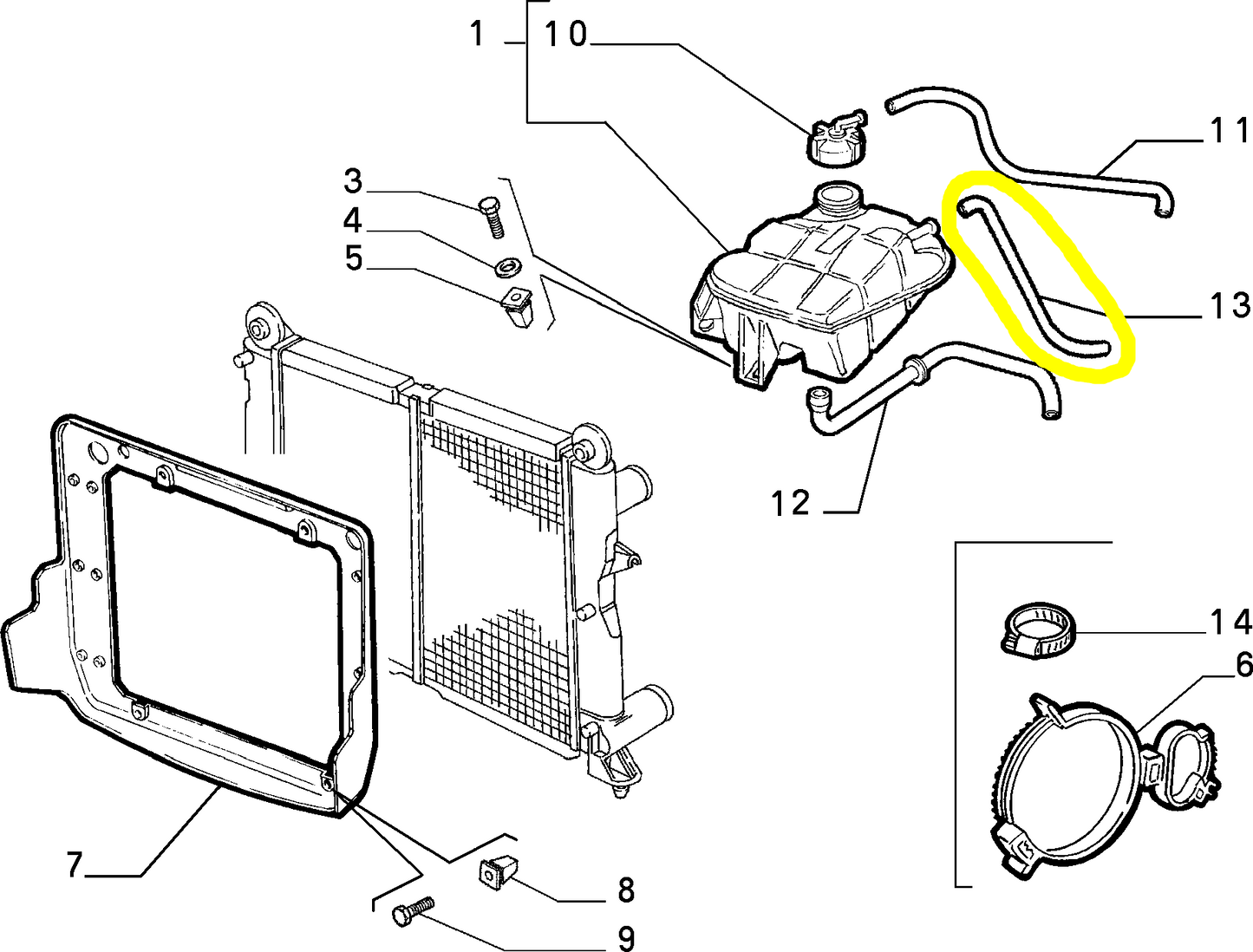 Lancia Dedra 1800 Tubo Flessibile Vaschetta Radiatore Nuovo Originale 7792028 7760898
