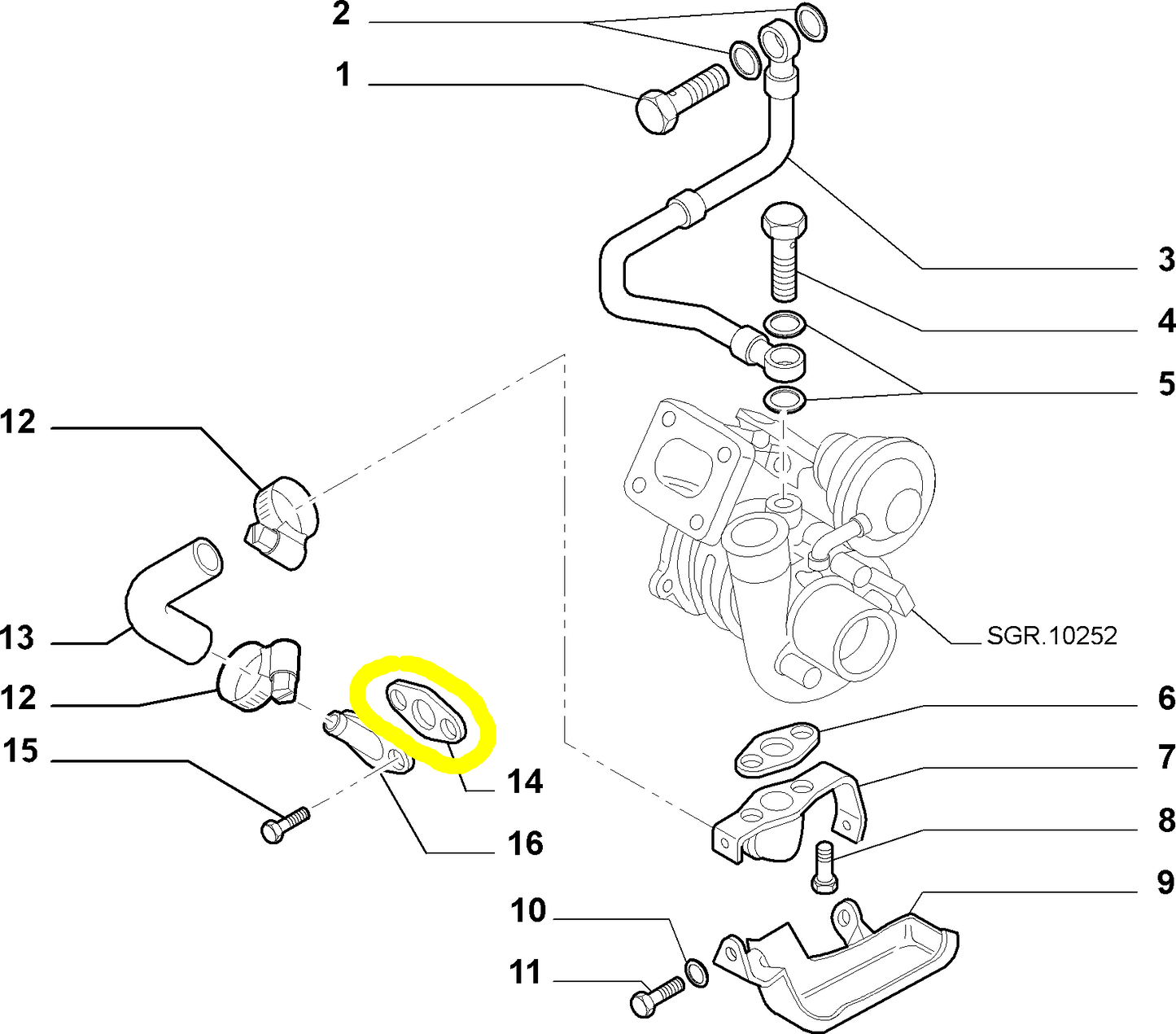 Lancia Musa and Lybra JTD New Turbocharger Gasket 73502224 60817029