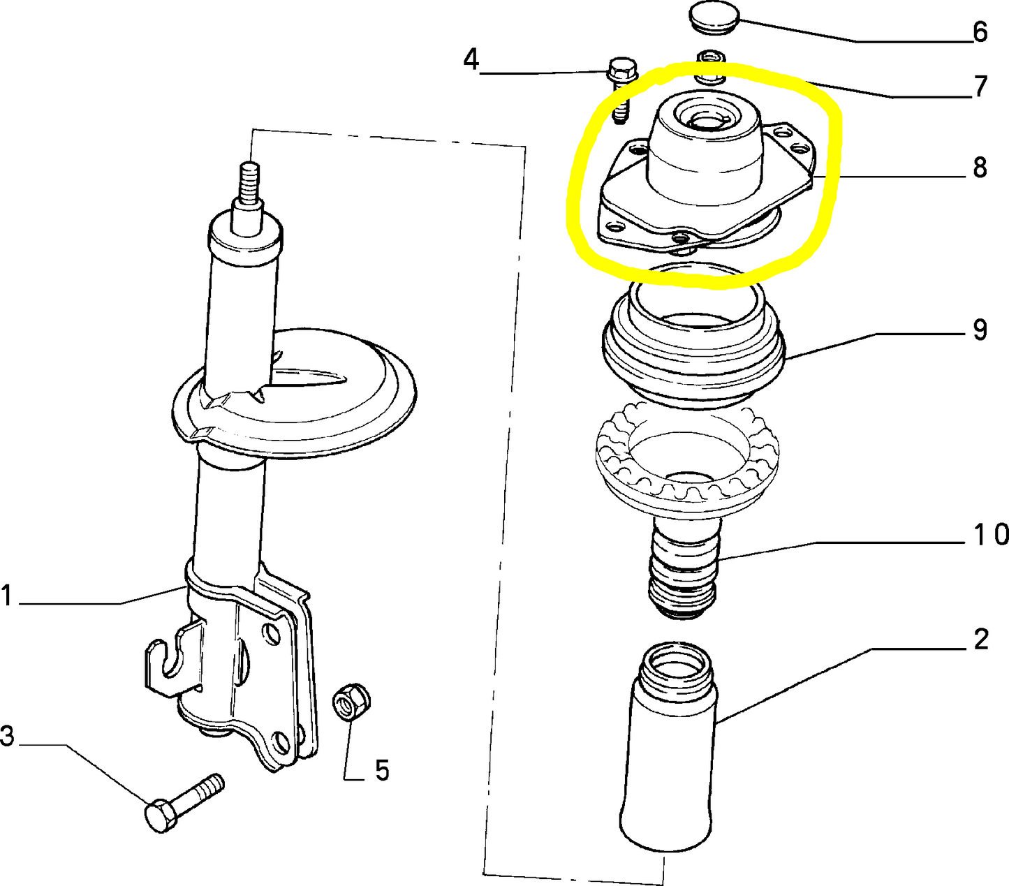 Lancia Dedra Tassello Elastico Ammortizzatore Anteriore Destro Nuovo Originale 7683364 7683362