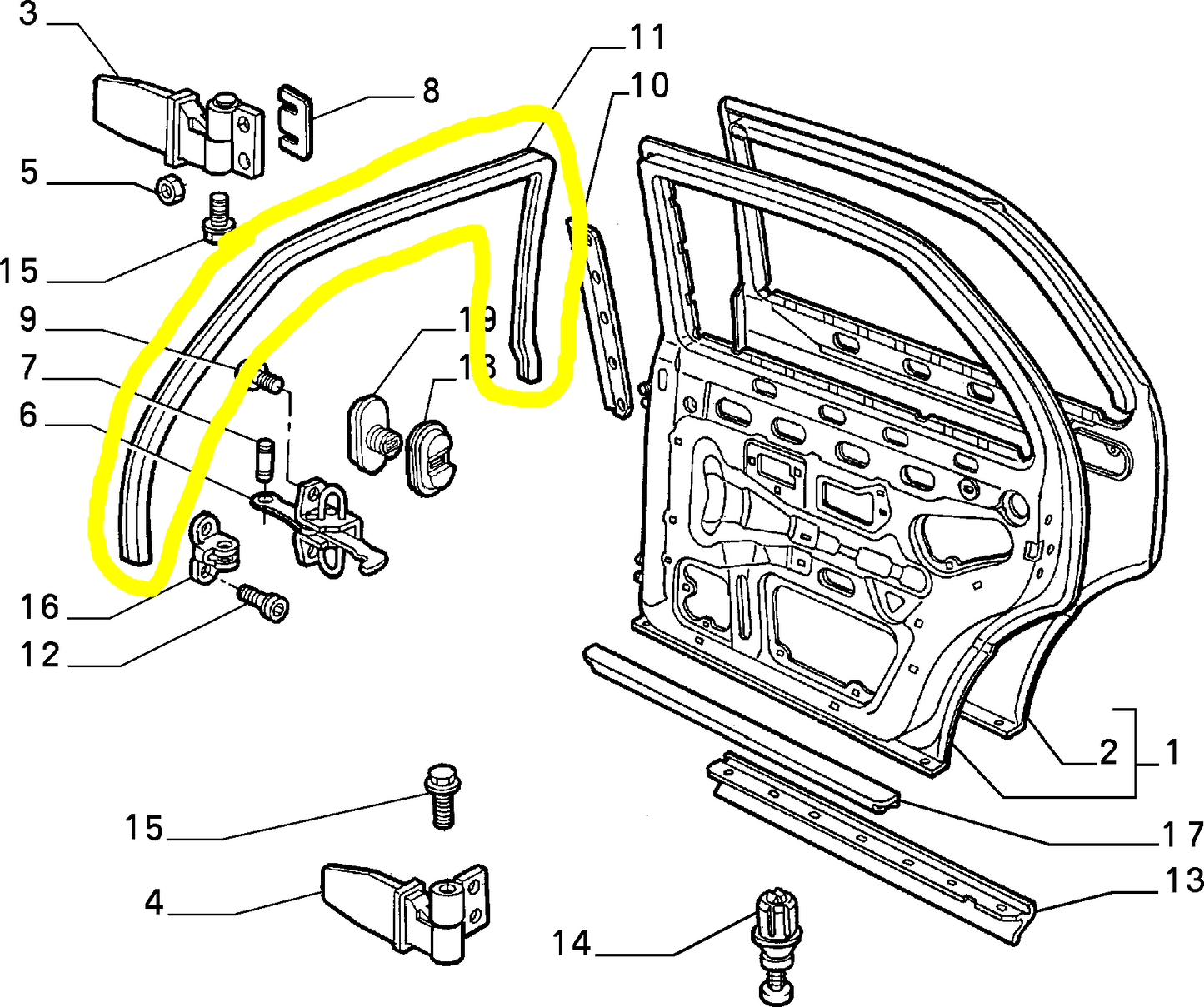 Lancia K Rear Left Window Seal New Original 7795104
