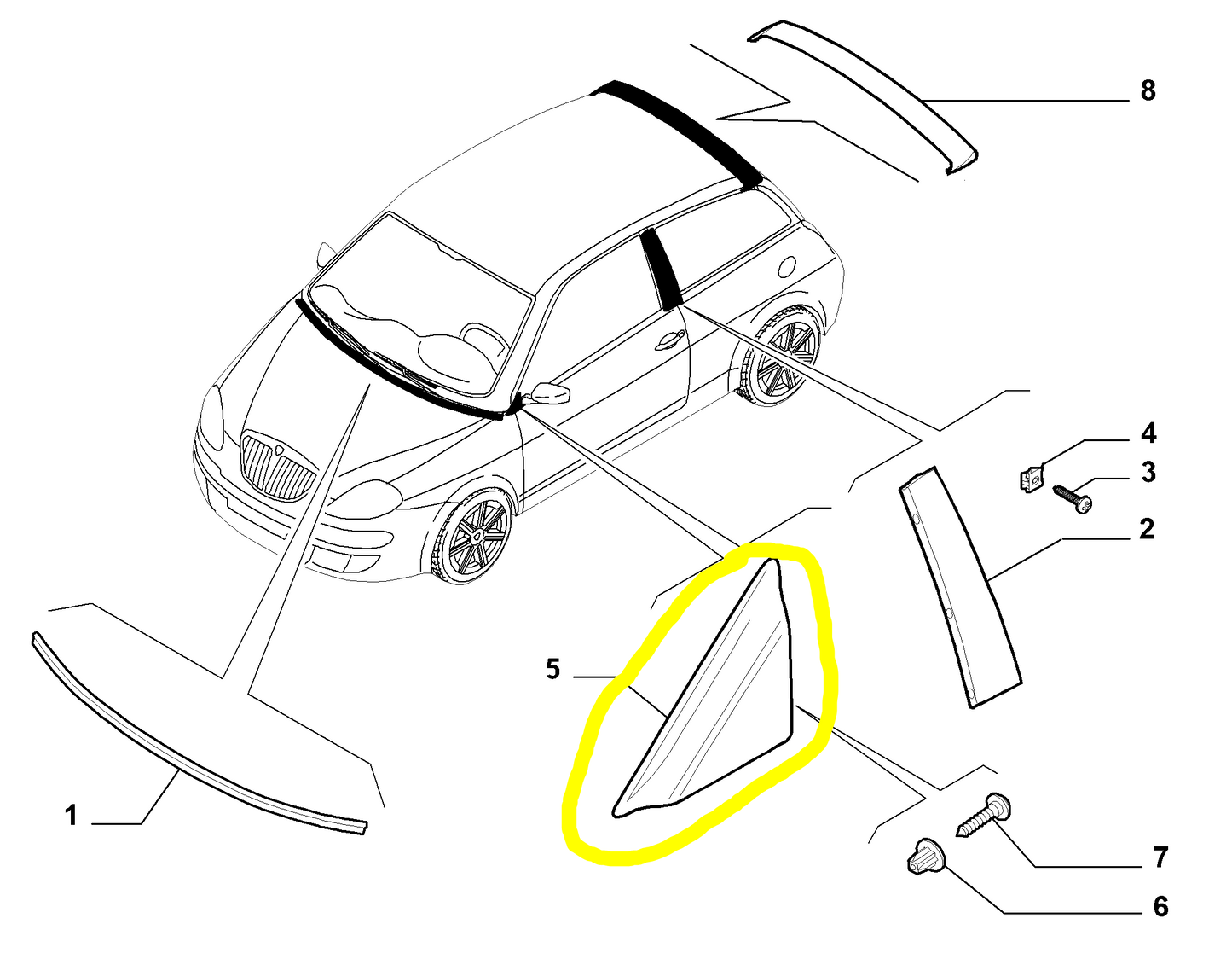 Lancia Ypsilon Left Rearview Mirror Triangle New Original 51705244