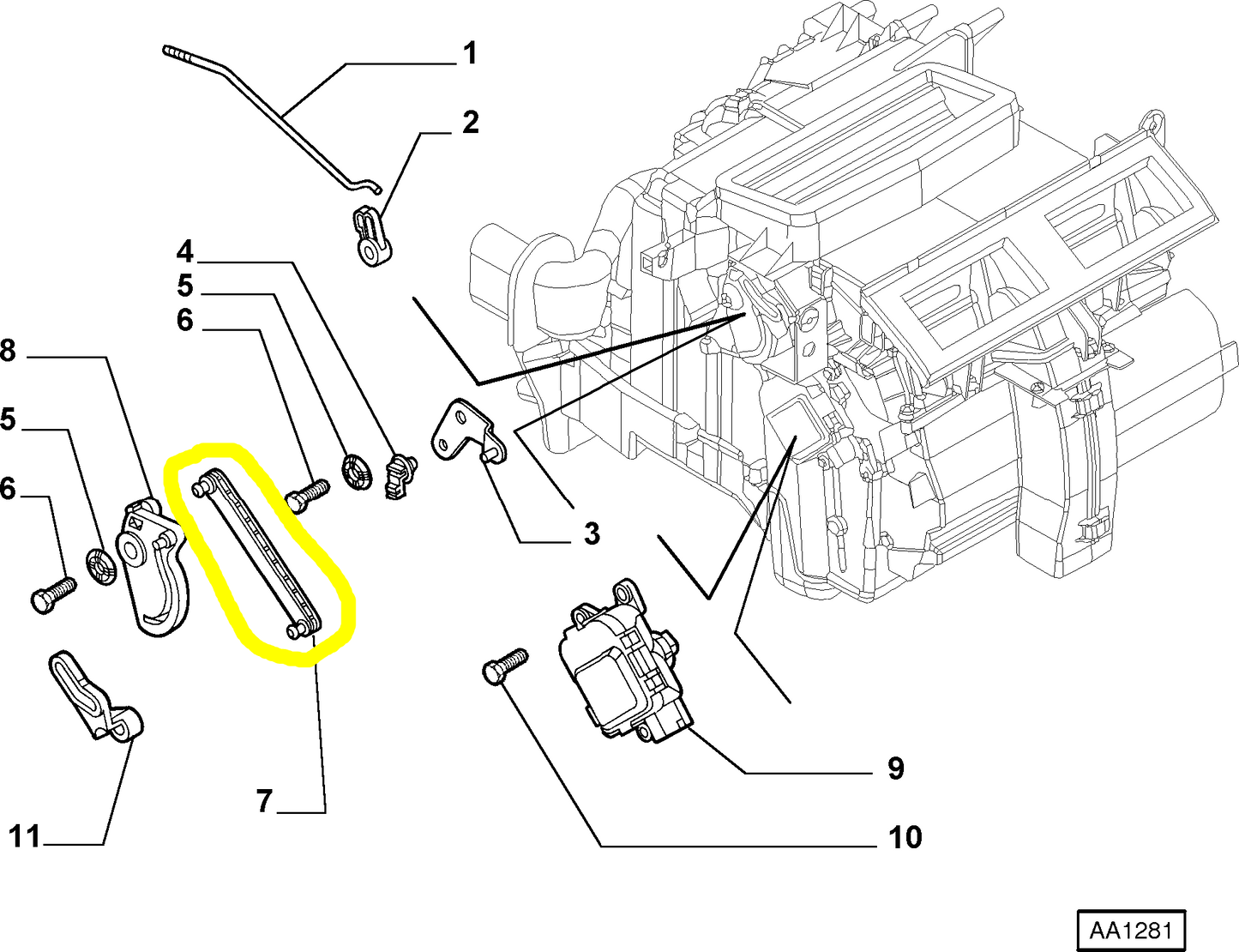 Lancia Lybra Tirante Componenti Riscaldamento e Ventilazione Nuovo Originale 46722826