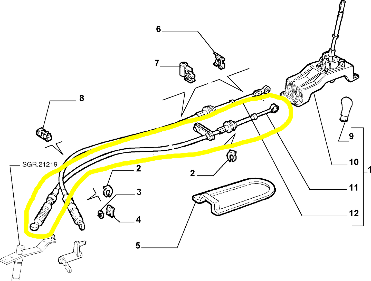 Lancia Lybra 1600 1800 e 2000 Flessibile Cavo Comandi Cambio Nuovo Originale 55186880 46800224