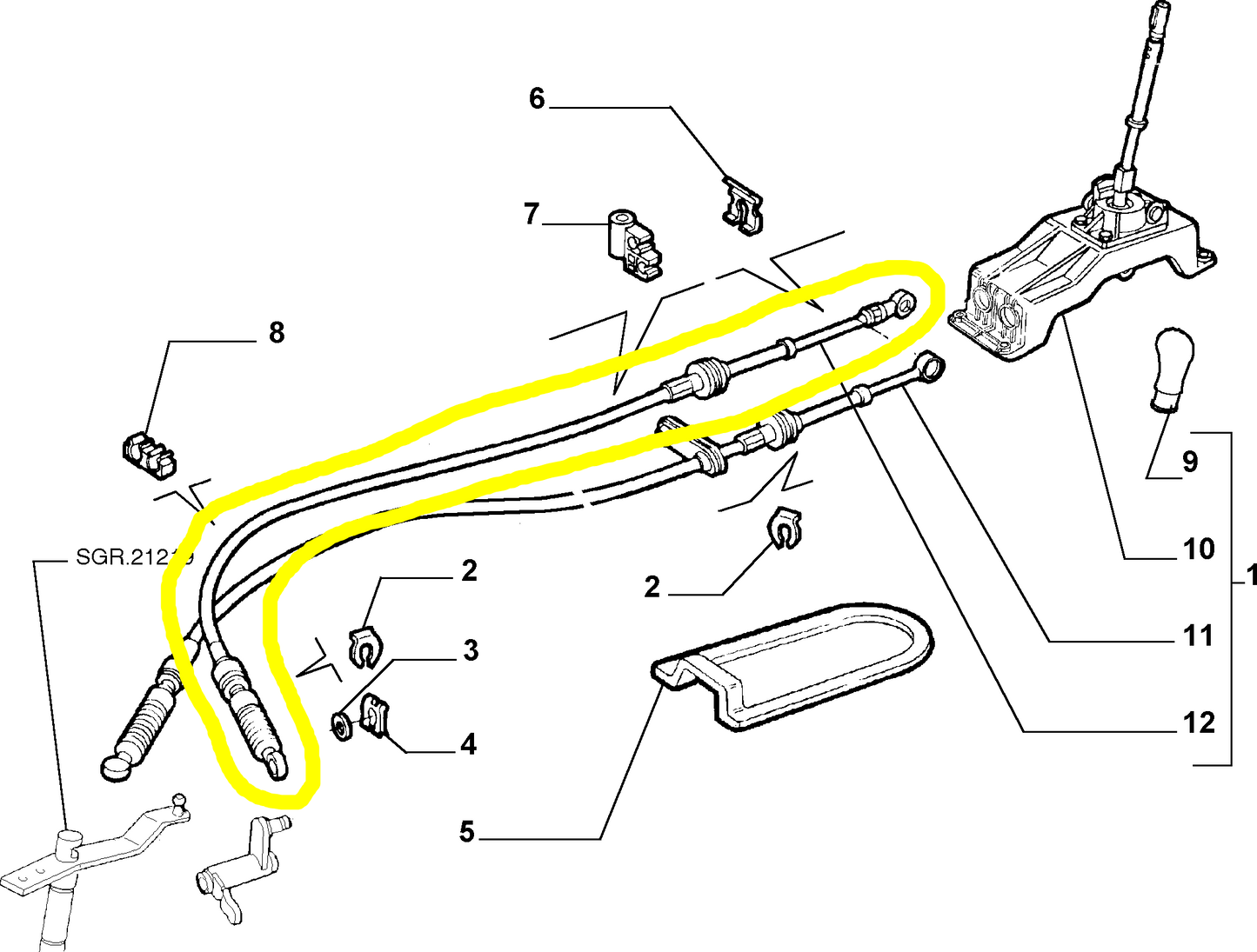 Lancia Lybra 1600 1800 e 2000 Flessibile Cavo Comandi Cambio Nuovo Originale 55186887 46796705
