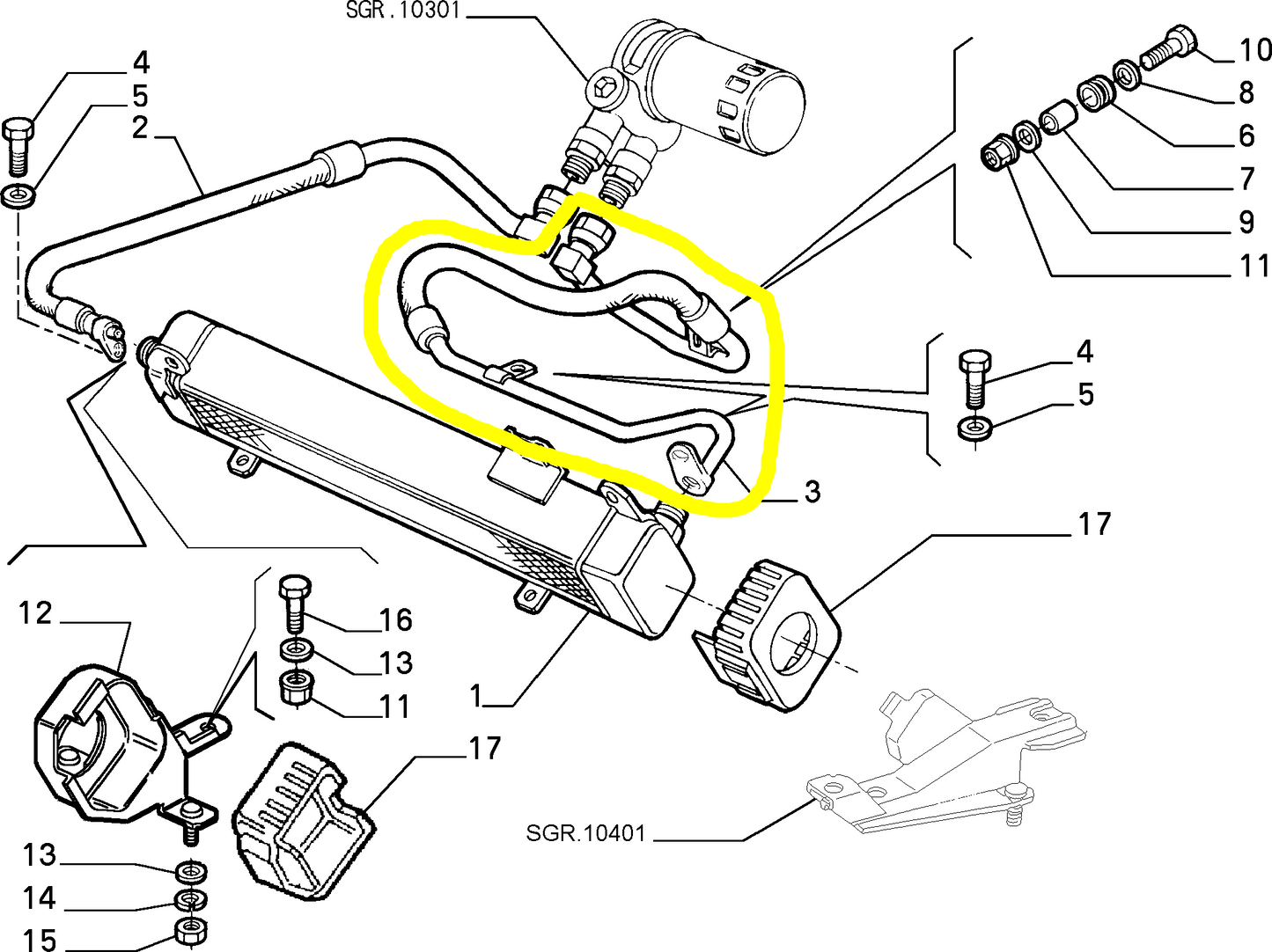 Lancia K 2400 TD and JTD Oil Cooler Pipe New Original 7781952