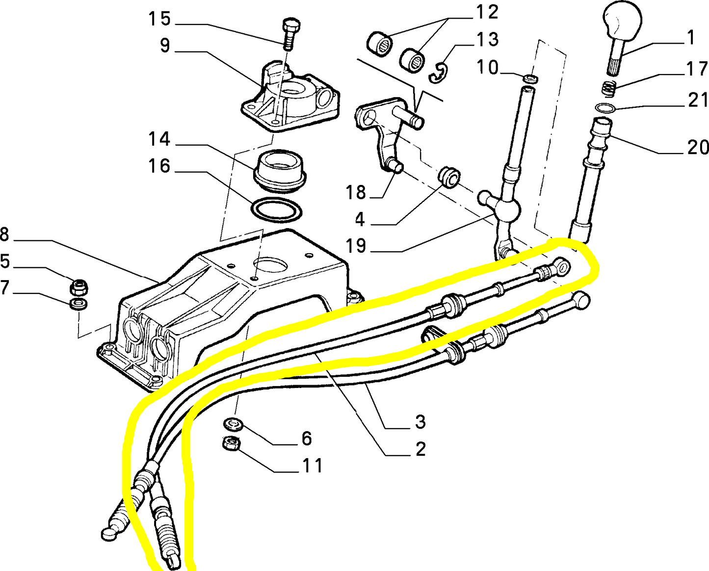 Lancia Lybra 1900 JTD Flessibile Cavo Comandi Cambio Nuovo Originale 46794115 60816556