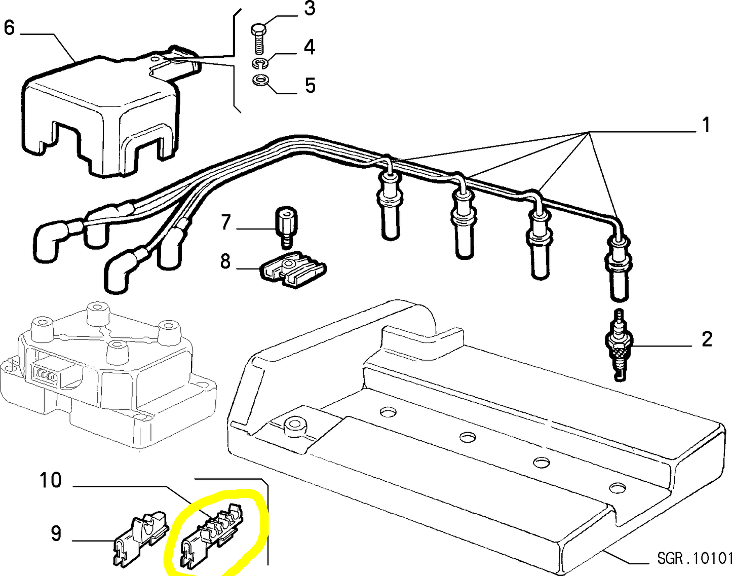 Lancia Thema 16V and K Engine Ignition Cable Harness Clip New Original 7747342