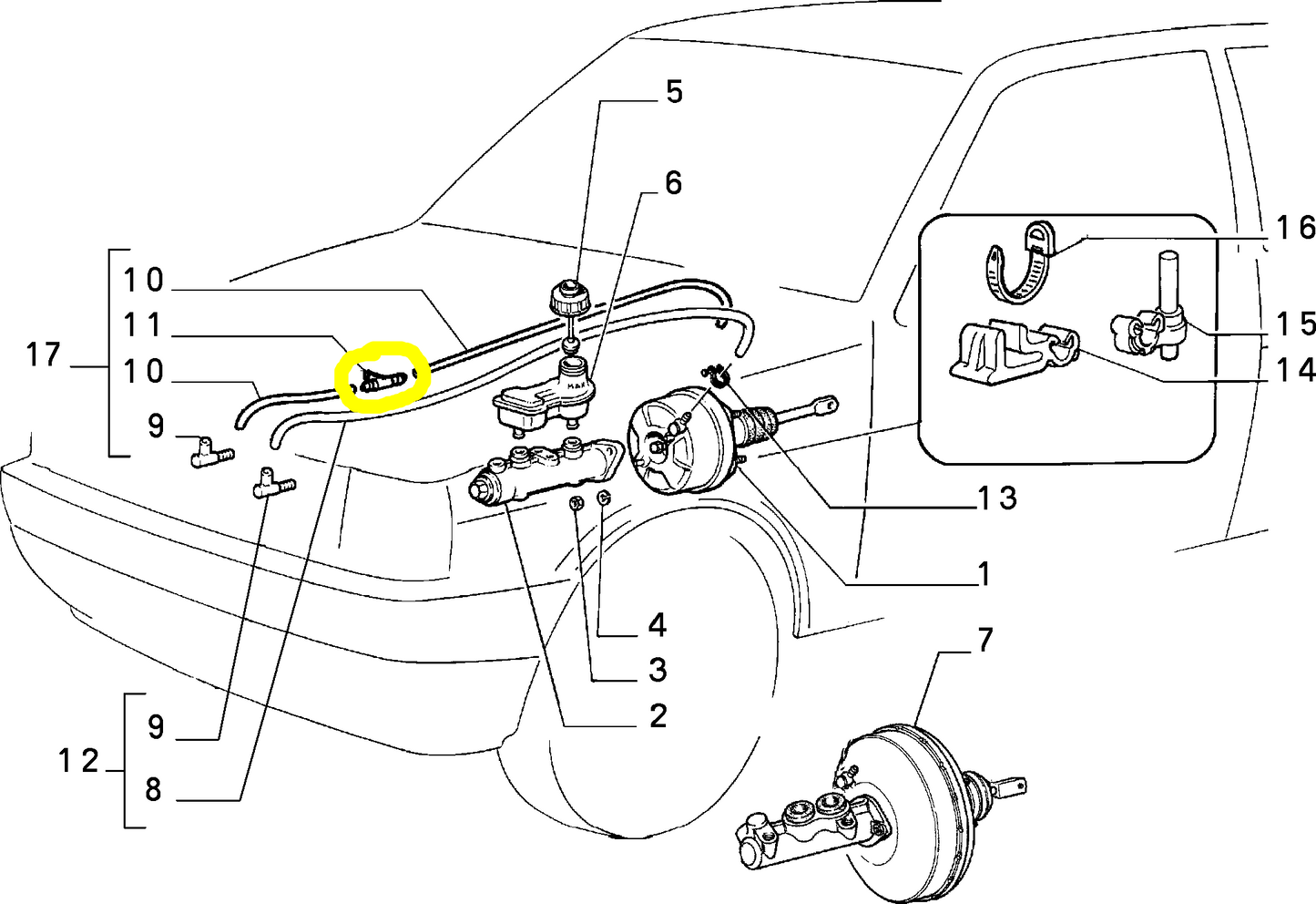 Autobianchi Y10 Lancia Delta R86 Raccordo Servofreno Nuovo Originale 5930639 1319976080