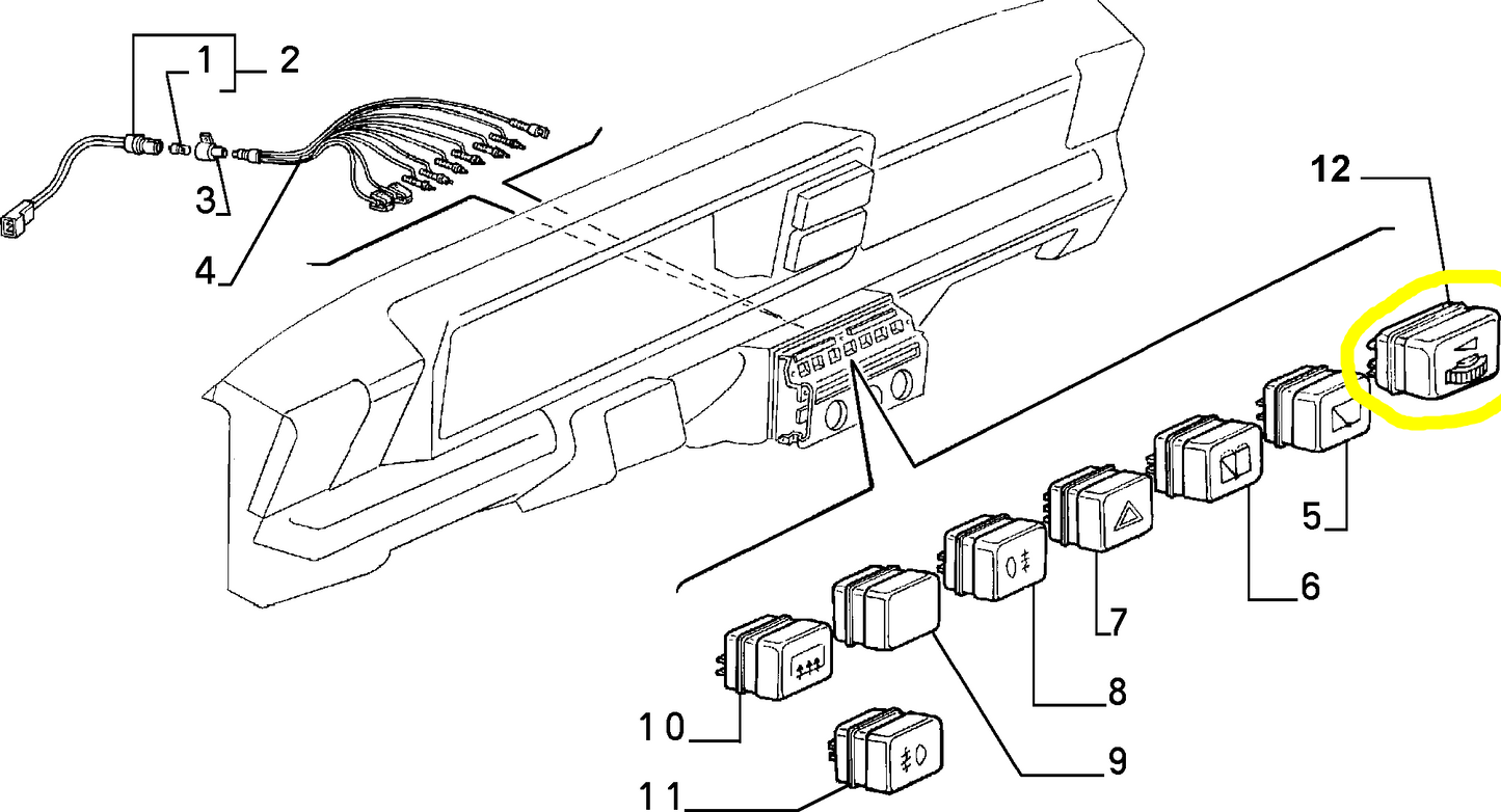 Lancia Delta Integrale Evoluzione e R86 Resistore Regolazione Luminosità Nero Nuovo Originale 176028080