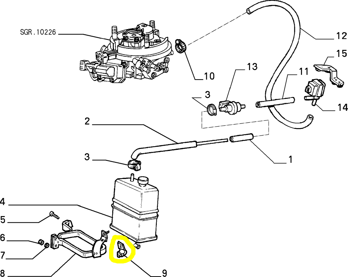 Autobianchi Y10 Fuel Vapor Filter Bracket New Original 7727762