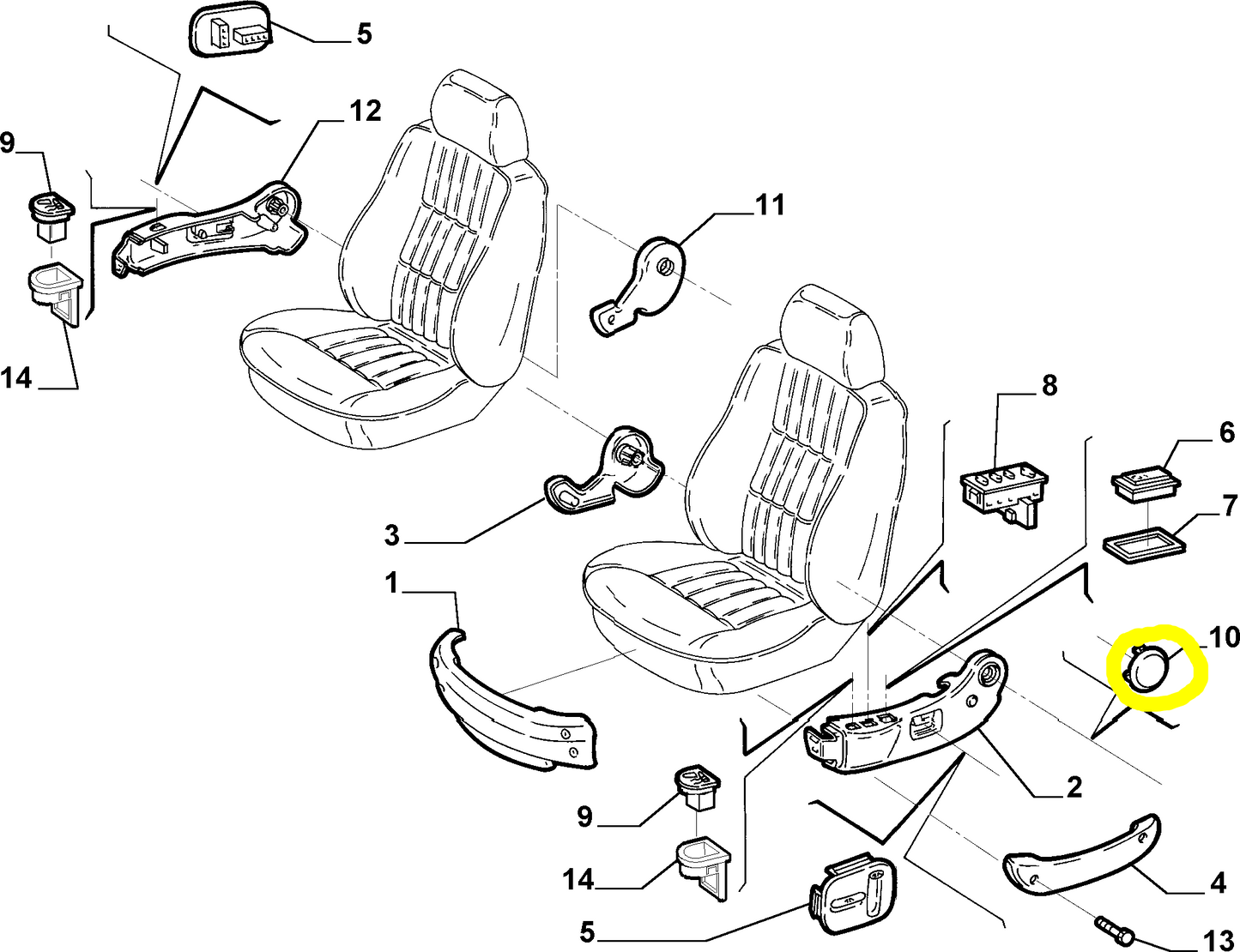 Lancia Lybra Tappo Rivestimento Sedile Anteriore Sinistro Nuovo Originale 127925808 183457980
