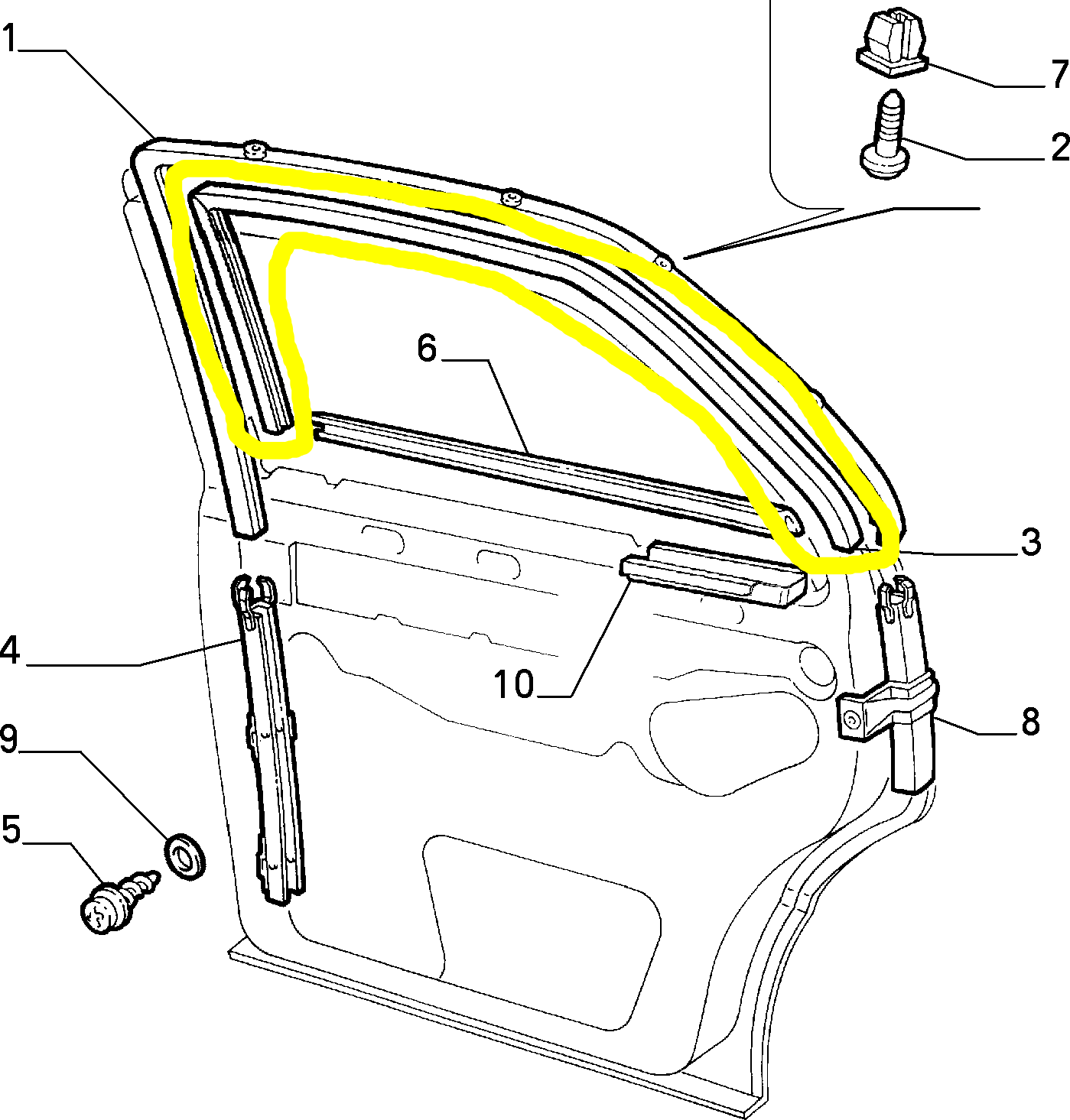 Lancia K Guarnizione Finestrino Posteriore Sinistro Nuovo Originale 46420842 7719107