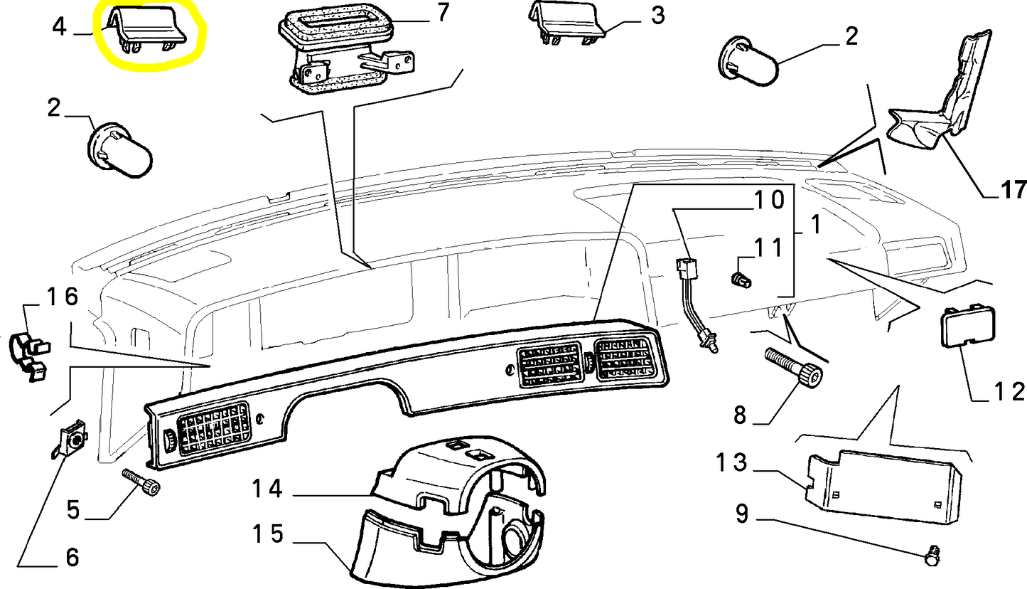 Lancia Dedra Tappo Sinistro Cruscotto Colore Marrone Nuovo Originale 176520570