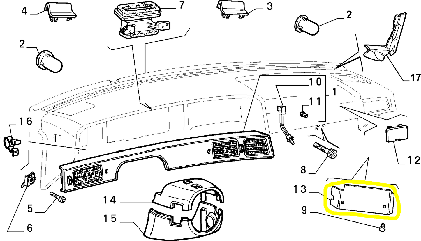 Lancia Dedra Riparo Cruscotto Marrone Nuovo Originale 176545070
