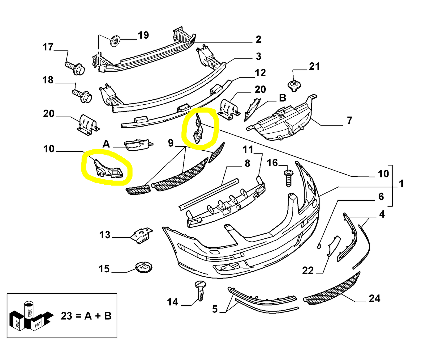 Lancia Phedra Supporto Destro e Sinistro Paraurti Anteriore Nuovi Originali 9464231888