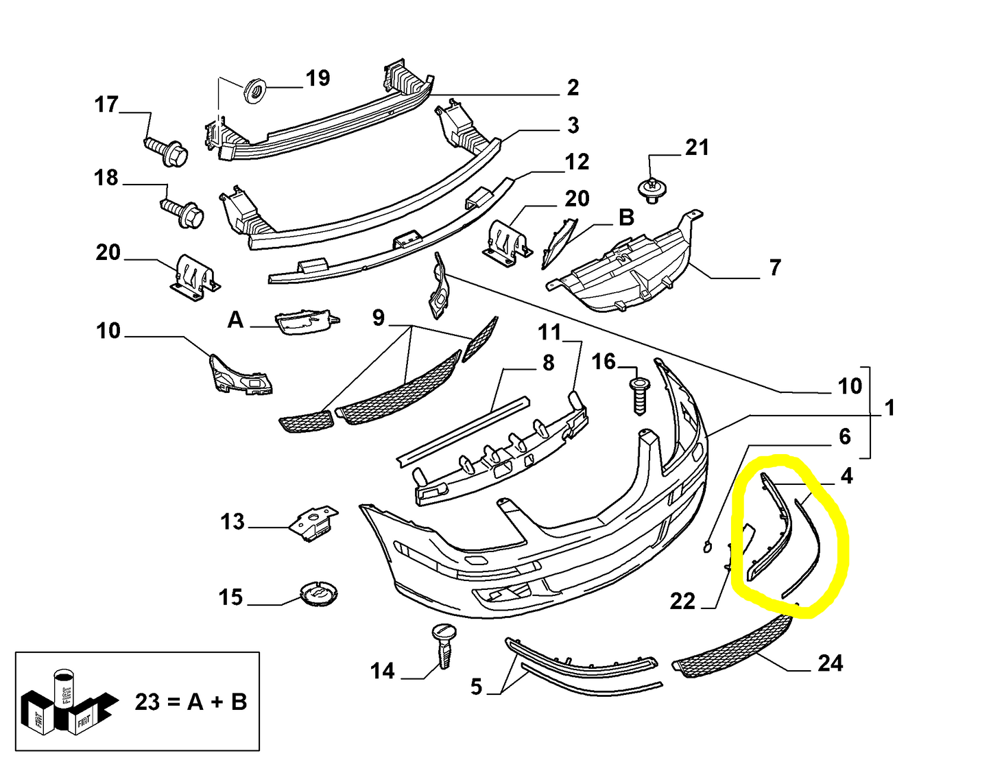 Lancia Phedra Front Bumper Left Moulding New Original 9464231988