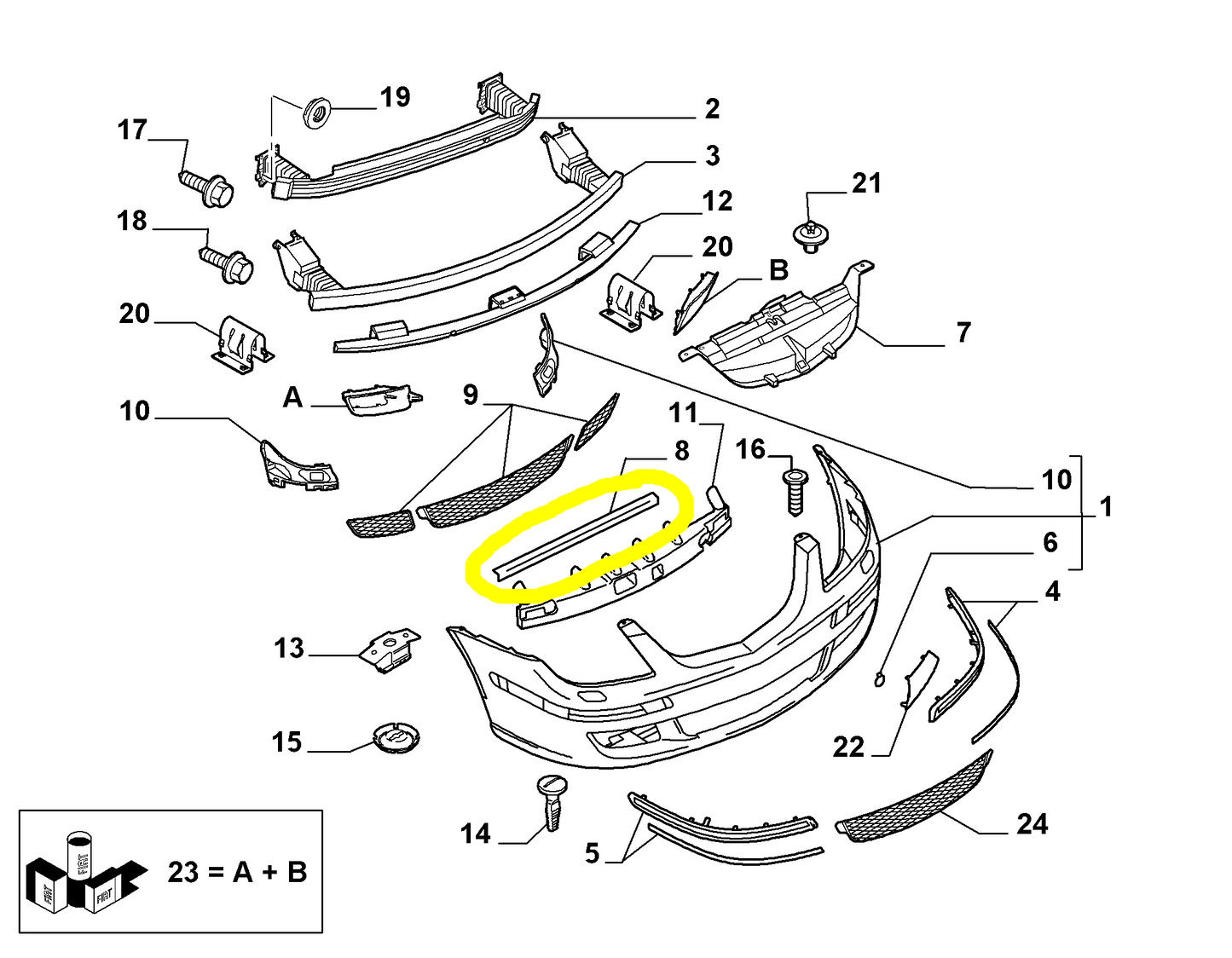 Lancia Phedra Fiat Ulysse Deflettore Griglia Inferiore Paraurti Anteriore Nuovo Originale 1487489898