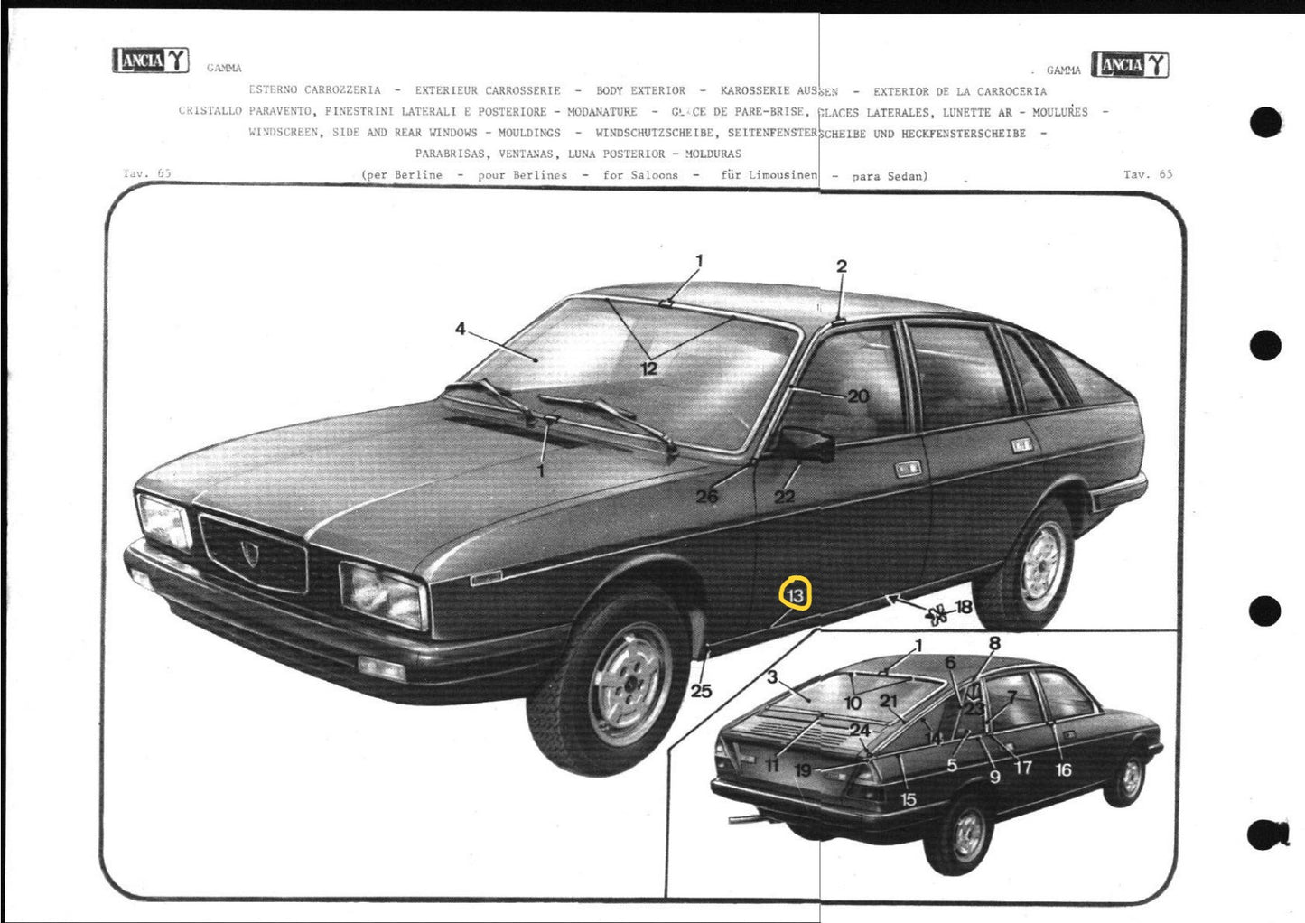 Lancia Gamma Sedan Lower Chrome Moulding Front and Rear Door New Original 82331165