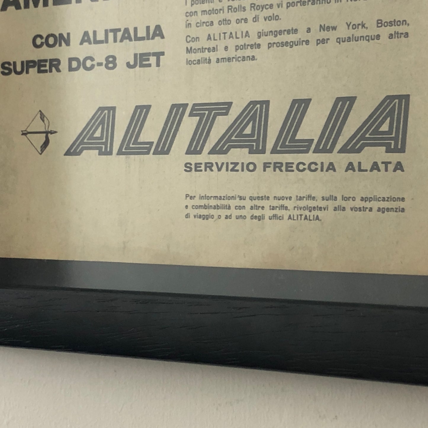 Alitalia, Pubblicità Anno 1960 Alitalia Volare in Nord America con Didascalia in Italiano. - Raggi's Collectibles' Automotive Art