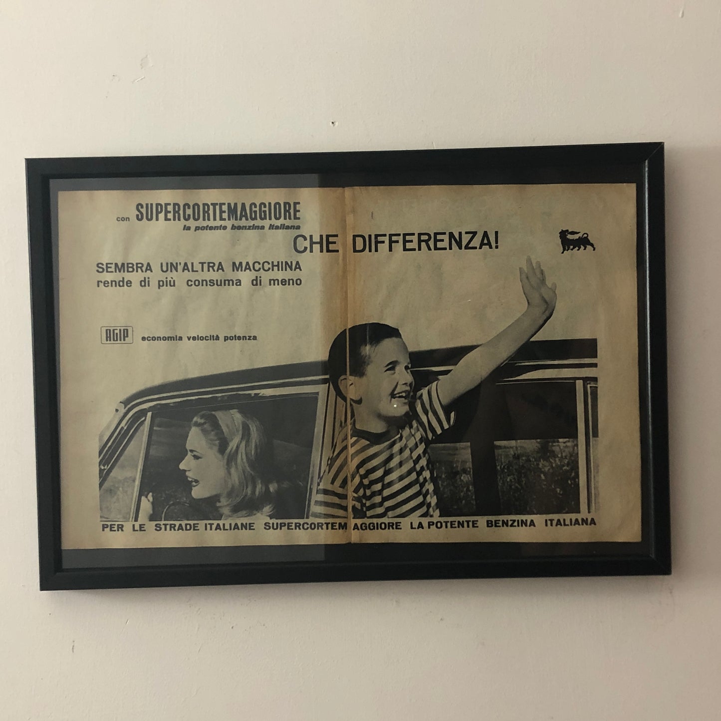 Agip, Pubblicità Anno 1960 Agip - Supercortemaggiore che Differenza Rende di più e Consuma Meno - Raggi's Collectibles' Automotive Art