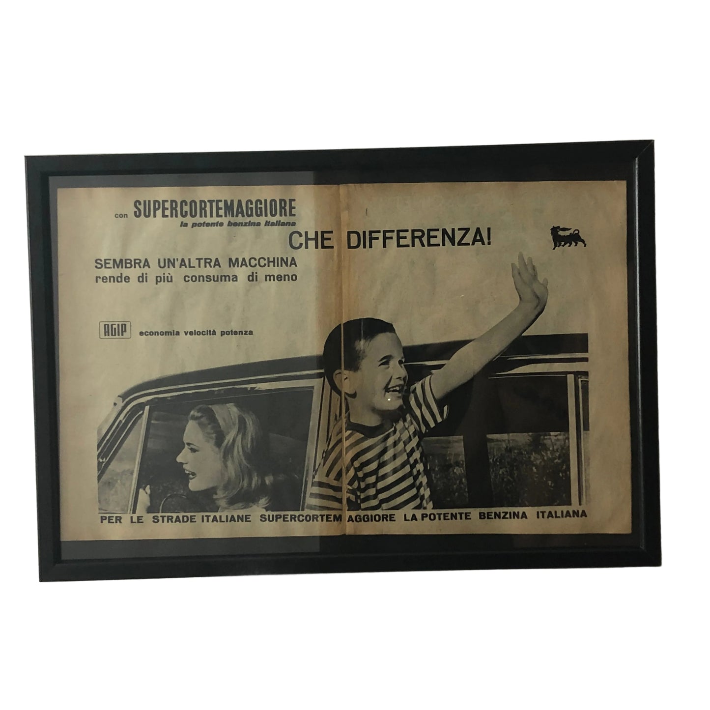 Agip, Pubblicità Anno 1960 Agip - Supercortemaggiore che Differenza Rende di più e Consuma Meno - Raggi's Automobilia e Ricambi Auto