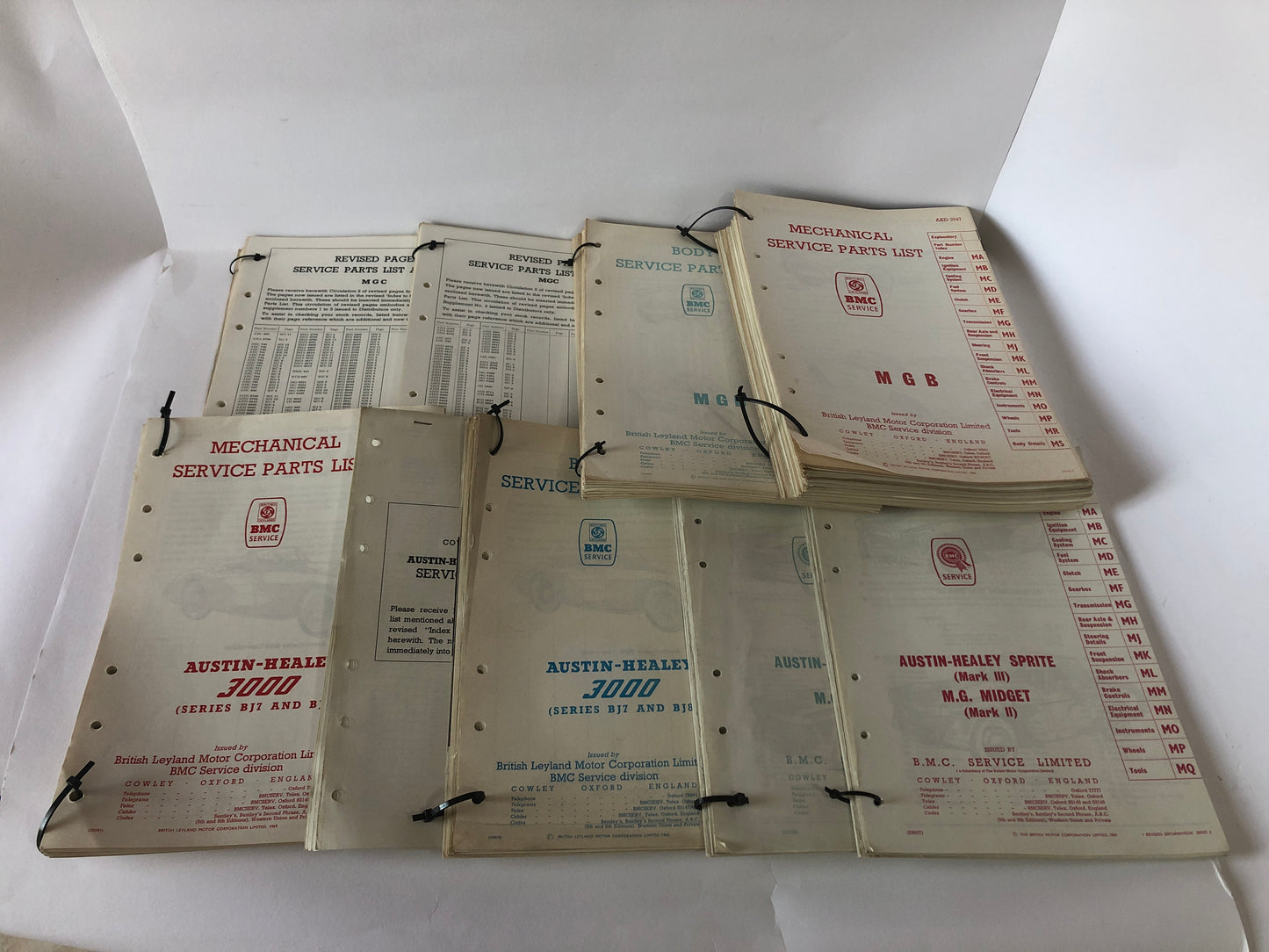Austin Healey e MG, Mechanical Service Parts List, Revisited Pages Service Parts List, Body Service Parts list. - Raggi's Collectibles' Automotive Art