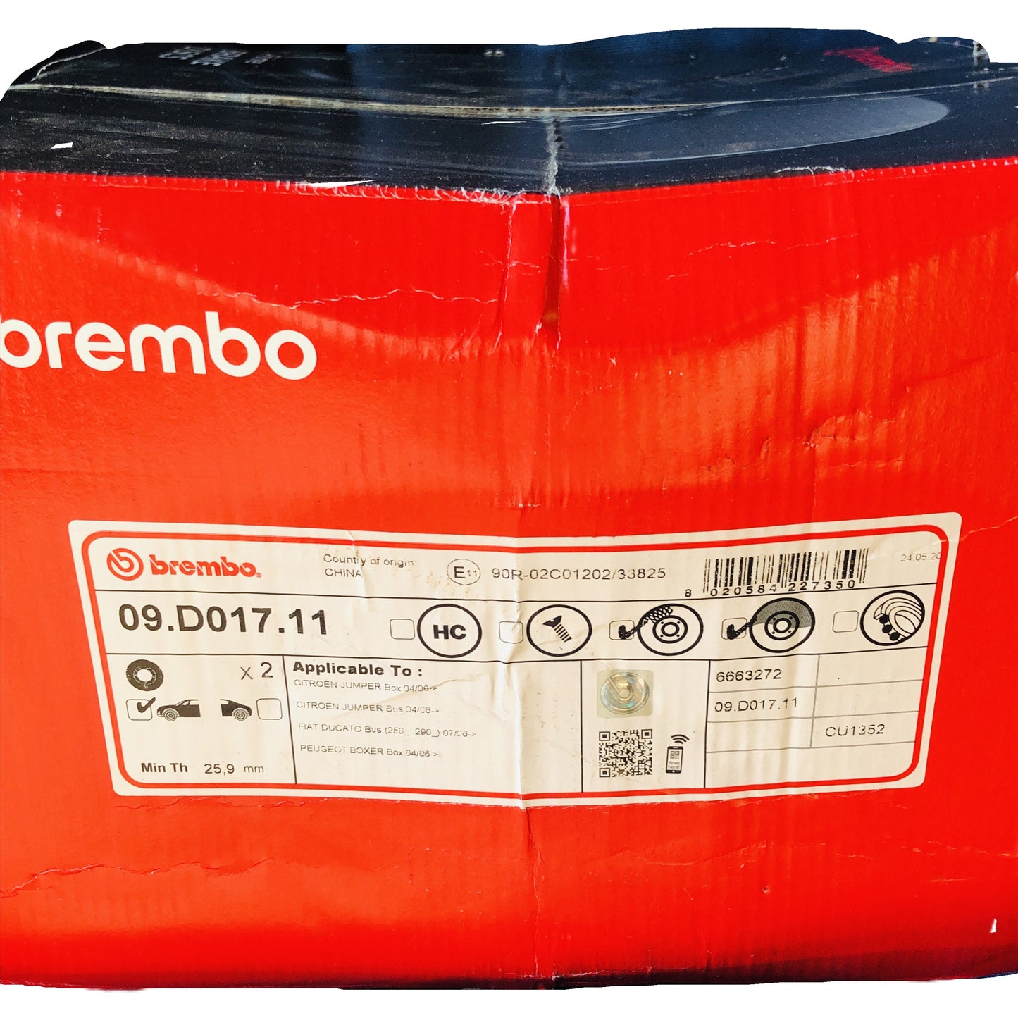 Fiat Ducato Citroën Jumper Peugeot Boxer 2x Disco Freno Anteriore Brembo Nuovo Originale 09.D017.11 8020584227350 - Raggi's Collectibles' Automotive Art