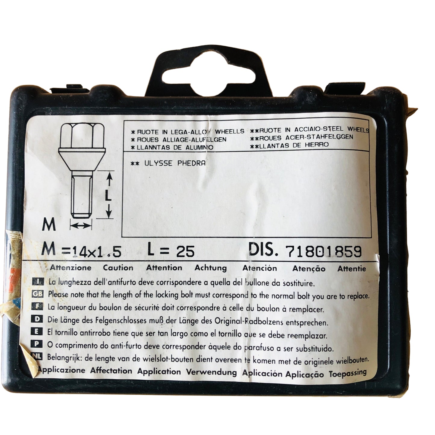 Lancia Phedra e Fiat Ulysse Kit Bulloni Antifurto per Cerchi in Ferro Nuovo Originale Lineaccessori 71801859 - Raggi's Collectibles' Automotive Art