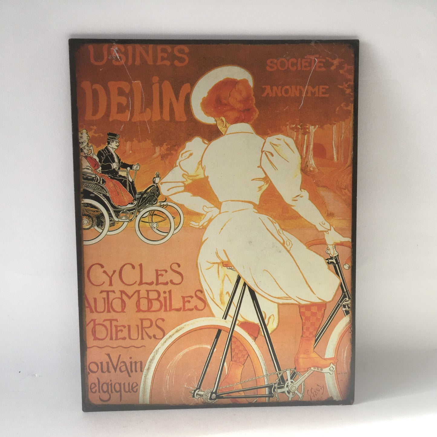 Insegna Pubblicità in Metallo Serigrafato Usines Delin Cycles Automobiles et Moteurs - Raggi's Collectibles' Automotive Art