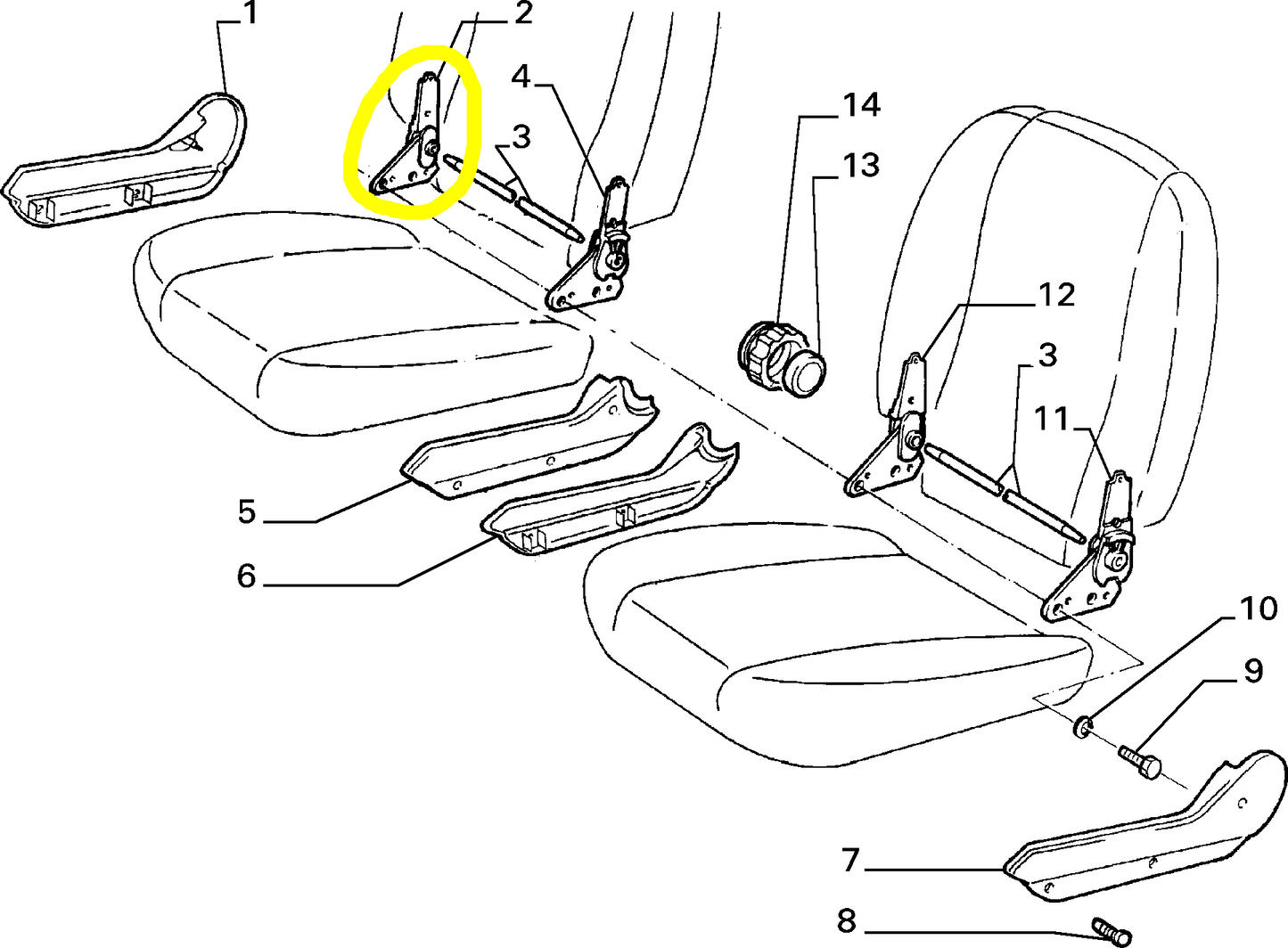 Lancia Delta Integrale e Evoluzione Snodo Destro Esterno Schienale Sedile Passeggero Nuovo Originale 4392977 - Raggi's Collectibles' Automotive Art