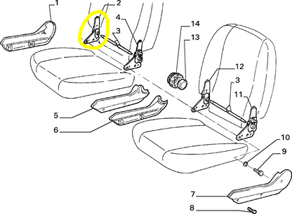Lancia Delta Integrale e Evoluzione Snodo Destro Esterno Schienale Sedile Passeggero Nuovo Originale 4392977 - Raggi's Collectibles' Automotive Art